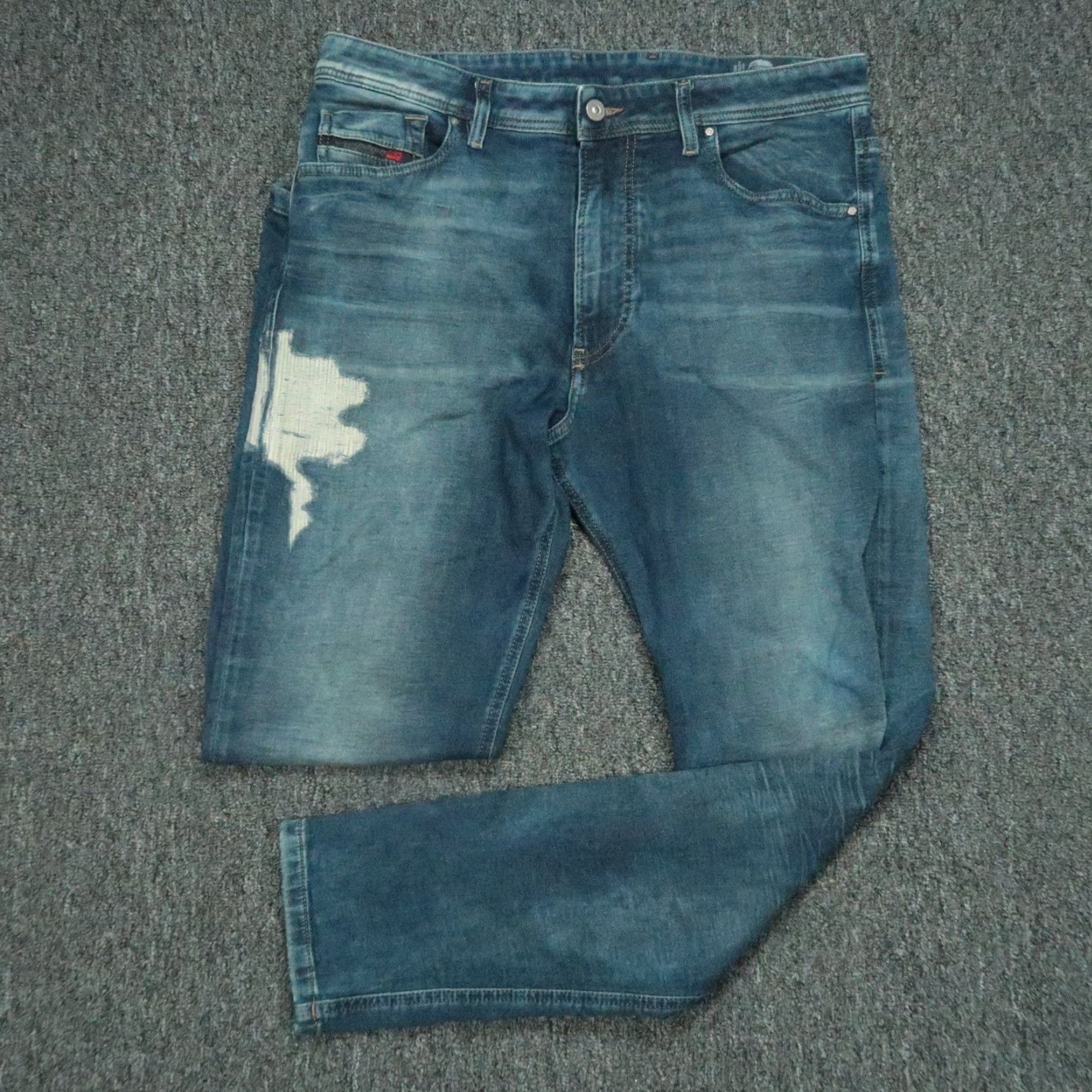 Diesel Diesel Jeans Mens 33x30 Blue Narrot T Joggjeans Distressed Stretch Denim Slim Straight 5-Pocket Regular Adult Mens Size US 33 - 2 Thumbnail