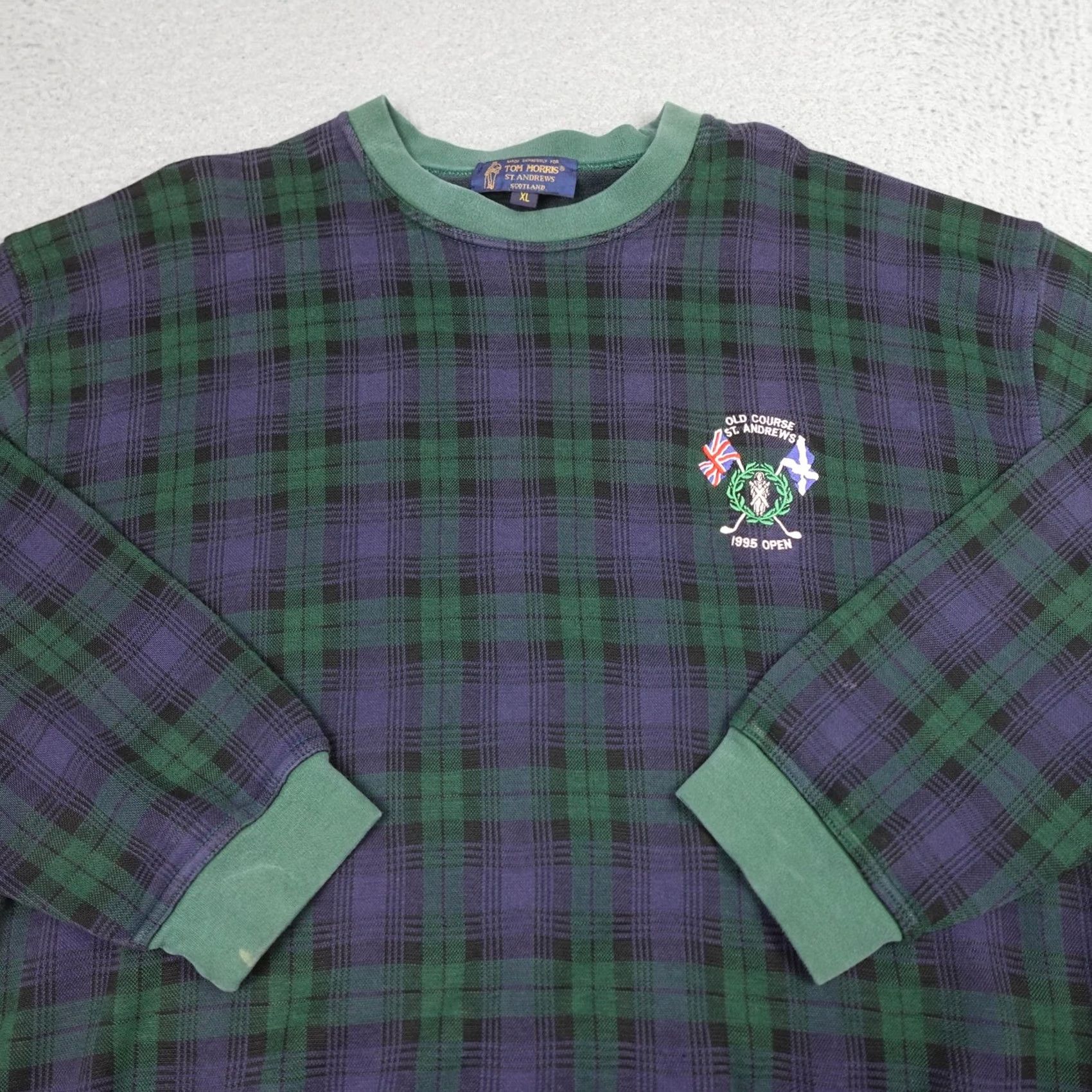Vintage VINTAGE Tom Morris Sweater Mens XL Green Blue Plaid Scotland 1995 Open Golf Size US XL / EU 56 / 4 - 3 Thumbnail