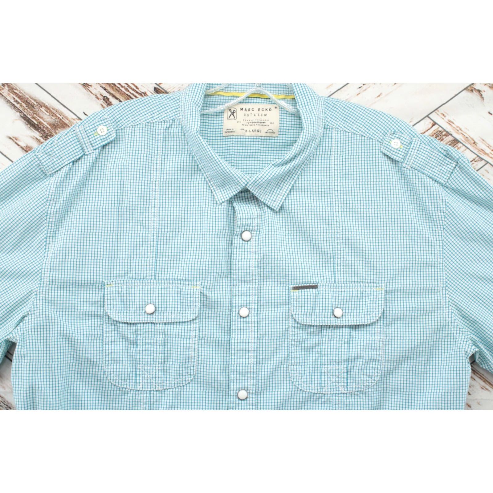 Vintage Marc Ecko Shirt Mens XL Blue White Check Long Sleeve Pearl Snap Western Cowboy Size US XL / EU 56 / 4 - 3 Thumbnail