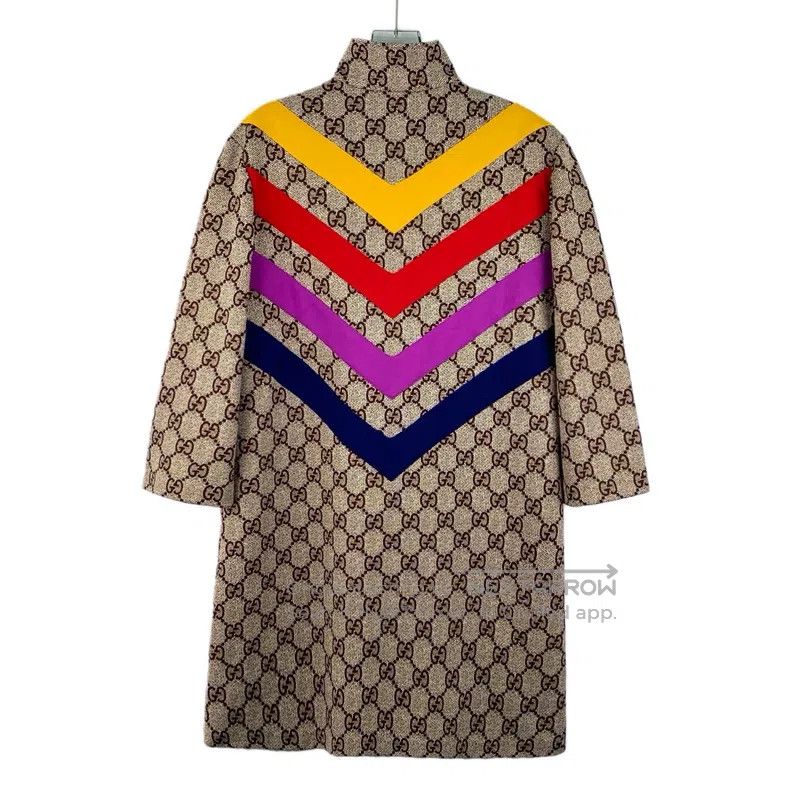 Gucci Gucci Brown striped logo jacquard full print stand-up coll Size XS / US 0-2 / IT 36-38 - 2 Thumbnail