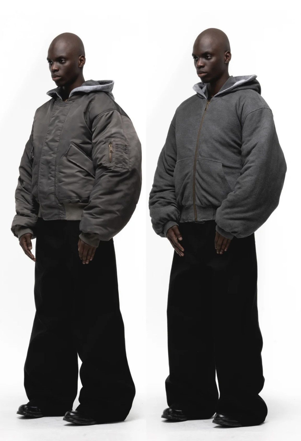 No Faith Studios NoFaithStudios BASIC REVERSIBLE WAFFLE BOMBER GREY Size US S / EU 44-46 / 1 - 9 Thumbnail