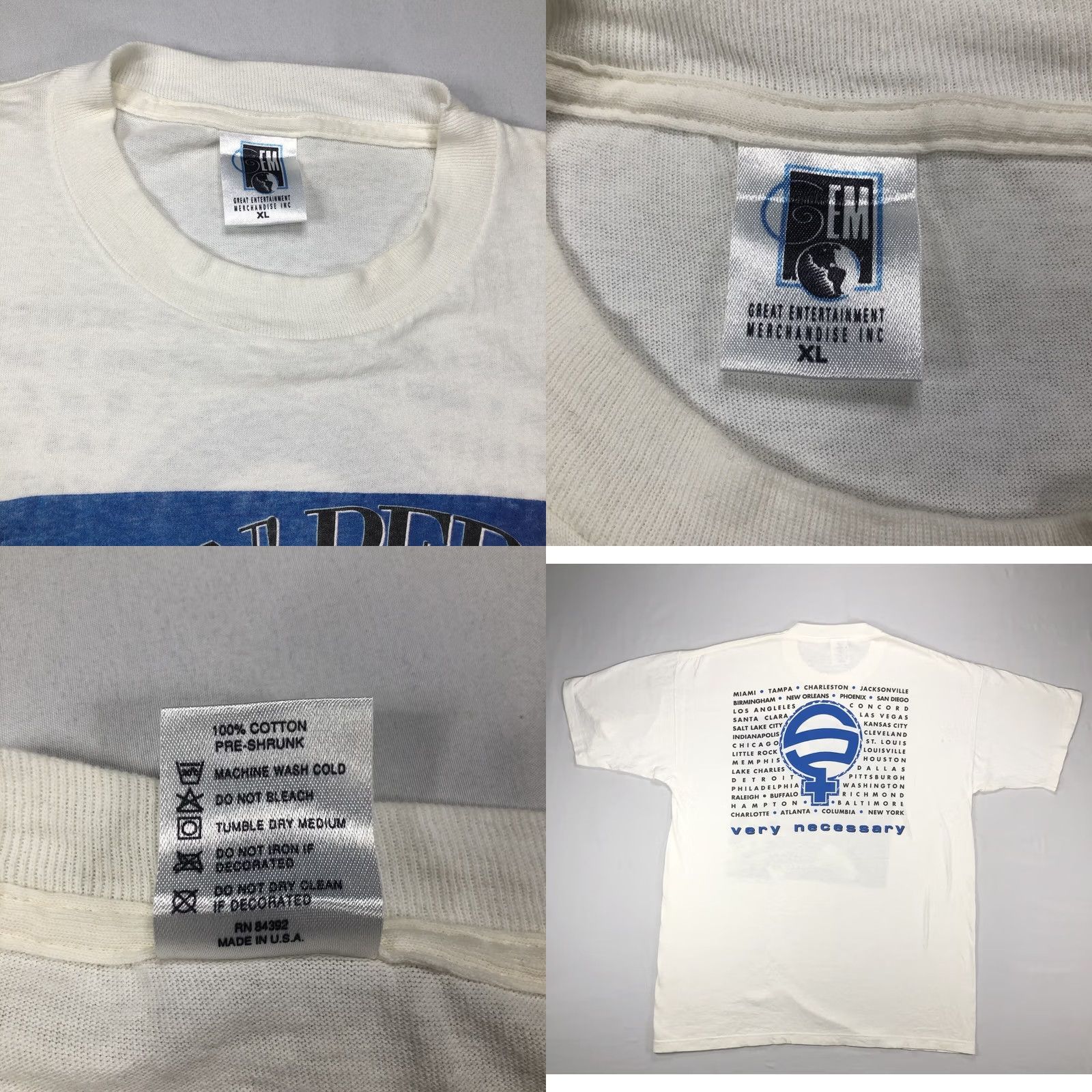Vintage VINTAGE Salt-N-Pepa Very Necessary Tour Single Stitch T-Shirt 90s RARE XL White Cotton Men Short Sleeve Crew Neck Logo Graphic Print Size US XL / EU 56 / 4 - 9 Thumbnail