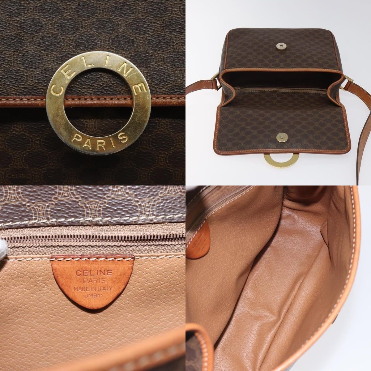 Celine CELINE Macadam Canvas Circle Shoulder Bag Pvc Leather Brown Size ONE SIZE - 11 Thumbnail