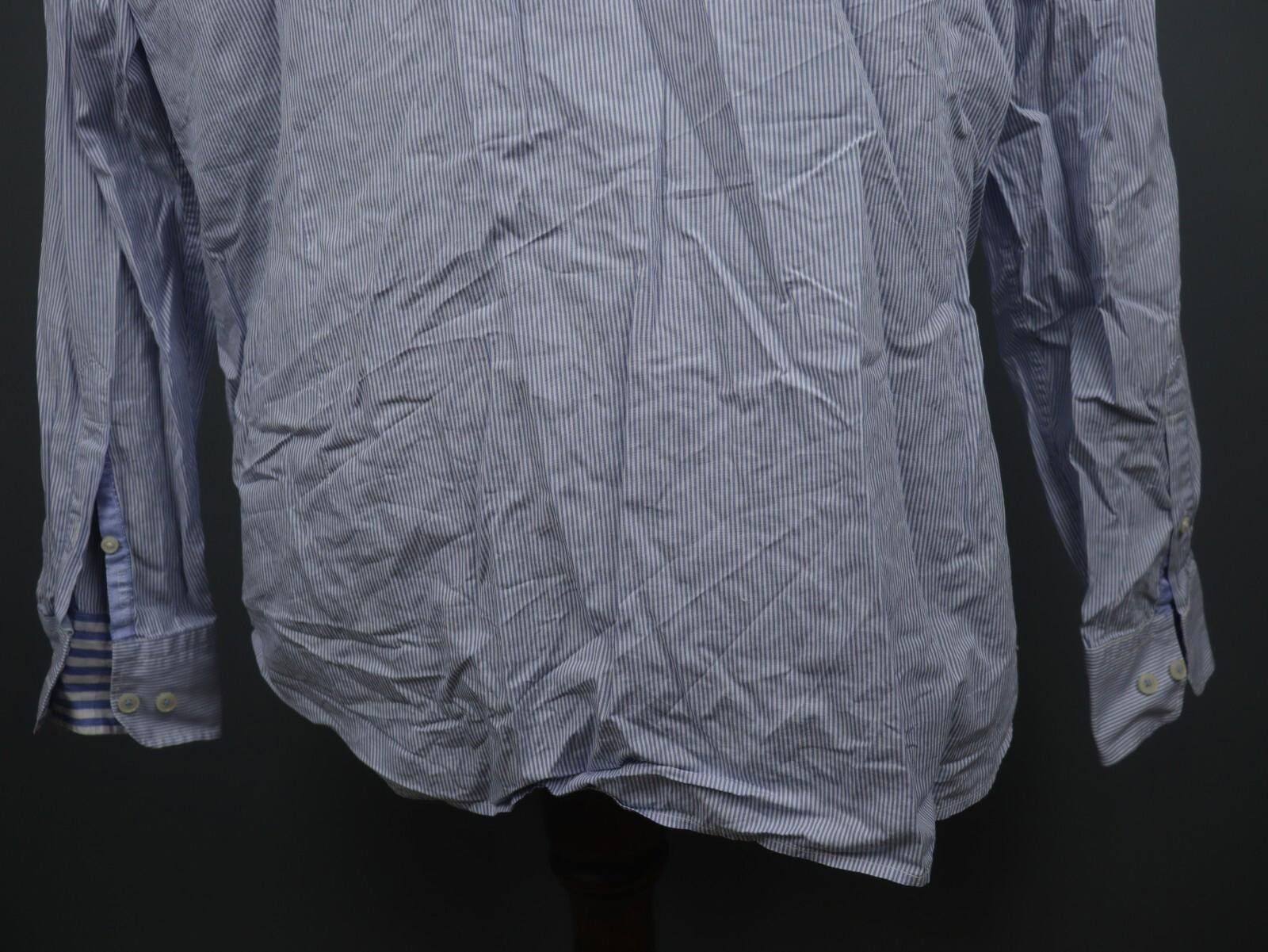 Designer Hackett London Blue Striped Button Up Shirt Size 2XL Size US XXL / EU 58 / 5 - 10 Thumbnail