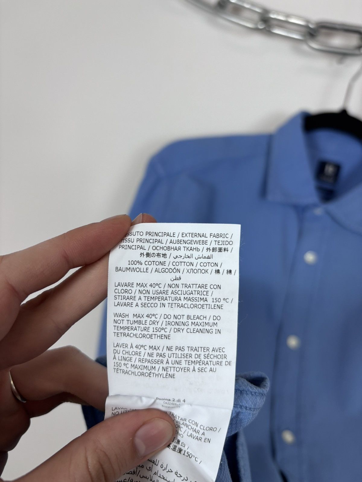 Boggi Boggi Milano Men’s Regular Fit Blue Cotton Button Up Shirt Size US M / EU 48-50 / 2 - 14 Thumbnail