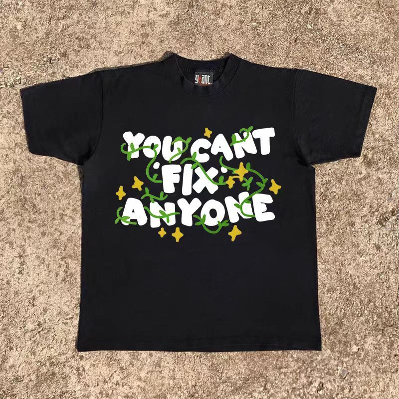 Vintage Black Loose Letter Print Short Sleeve T-Shirt Size US L / EU 52-54 / 3 - 2 Thumbnail