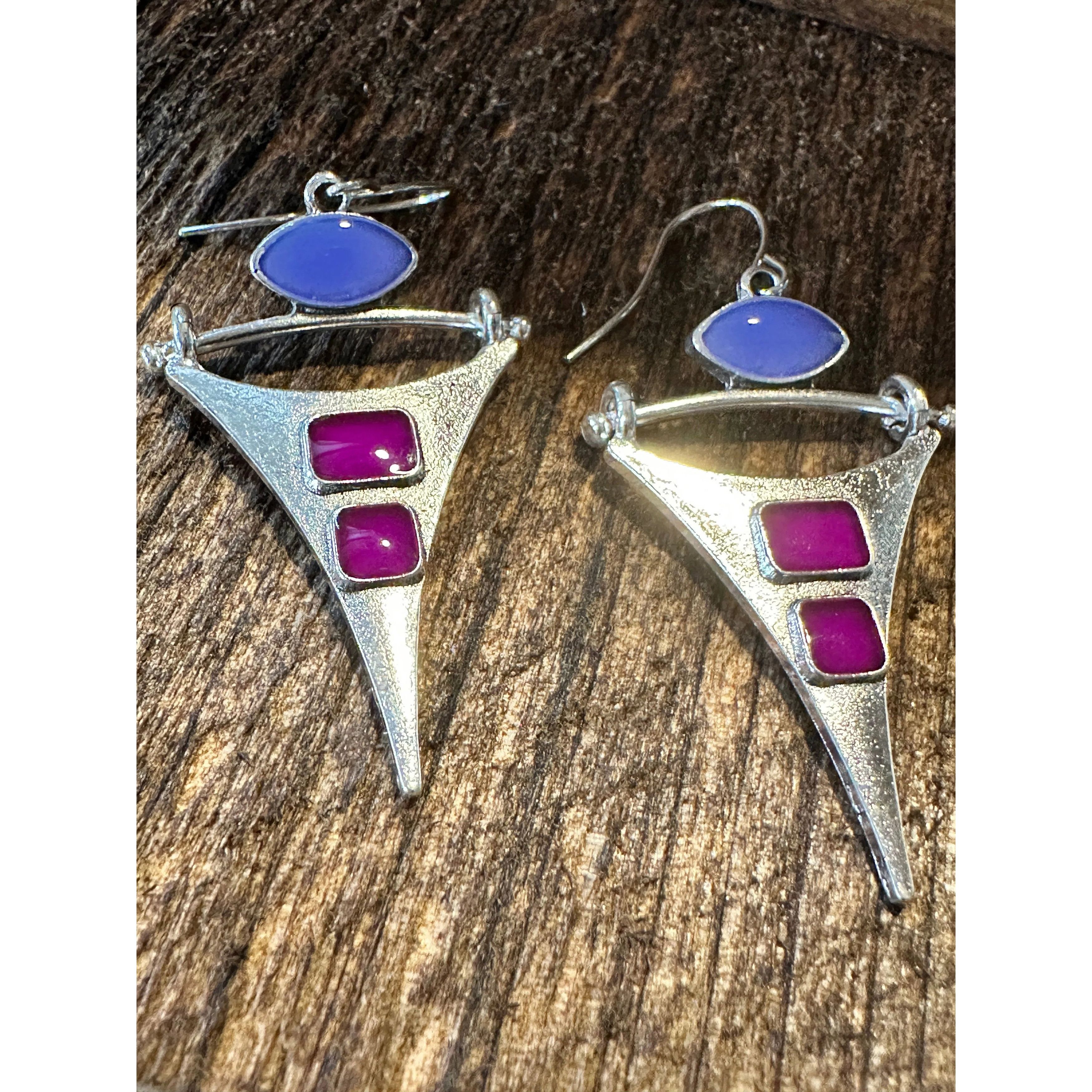 Other Boho Hippie Western Delicate Pointed Silver Purple Drop Wire Size ONE SIZE - 5 Thumbnail