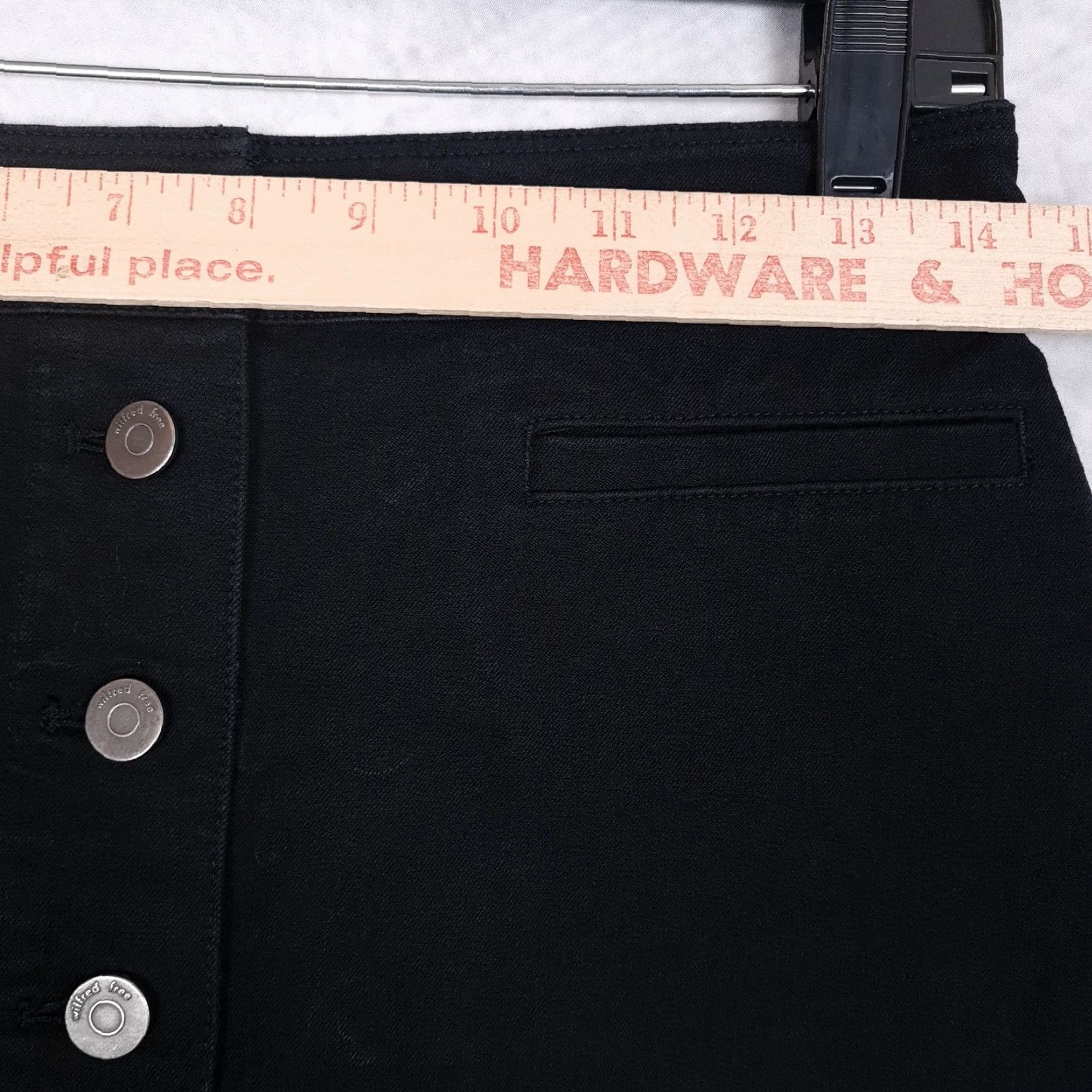 Vintage Wilfred Free Skirt Womens 6 Black Denim A-Line Mini Stretch Button Front Casual Size 28" / US 6 / IT 42 - 7 Thumbnail