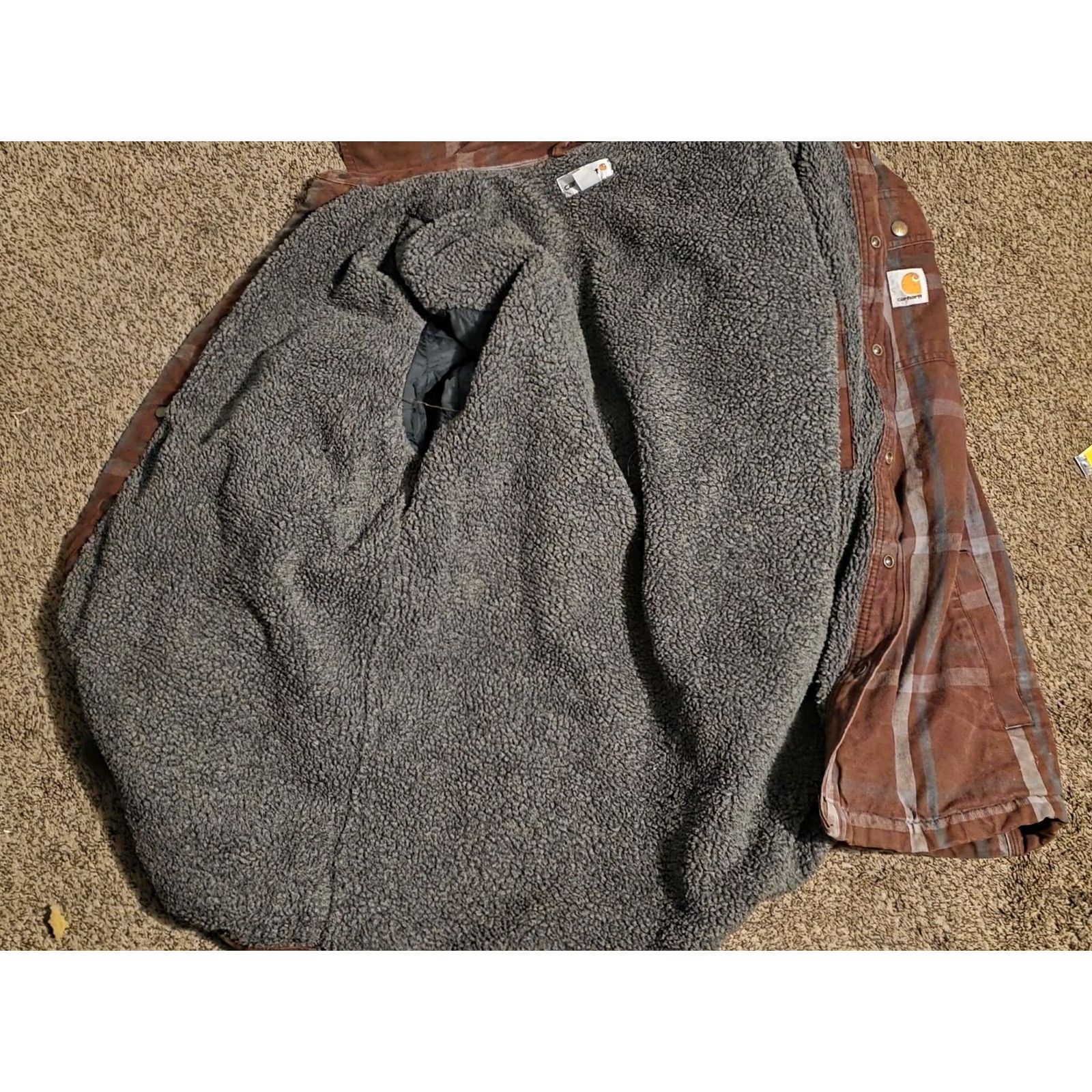 Carhartt VINTAGE Carhartt Relaxed Fit Flannel Sherpa Lined Shirt Jacket Plaid Pockets Sz Lg Size US L / EU 52-54 / 3 - 2 Thumbnail