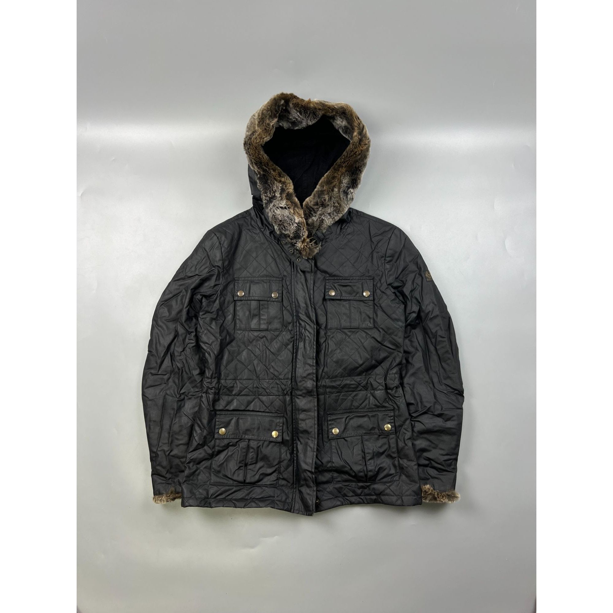 Belstaff Waxed Jacket With Rabbit Fur Elements (Y0754)