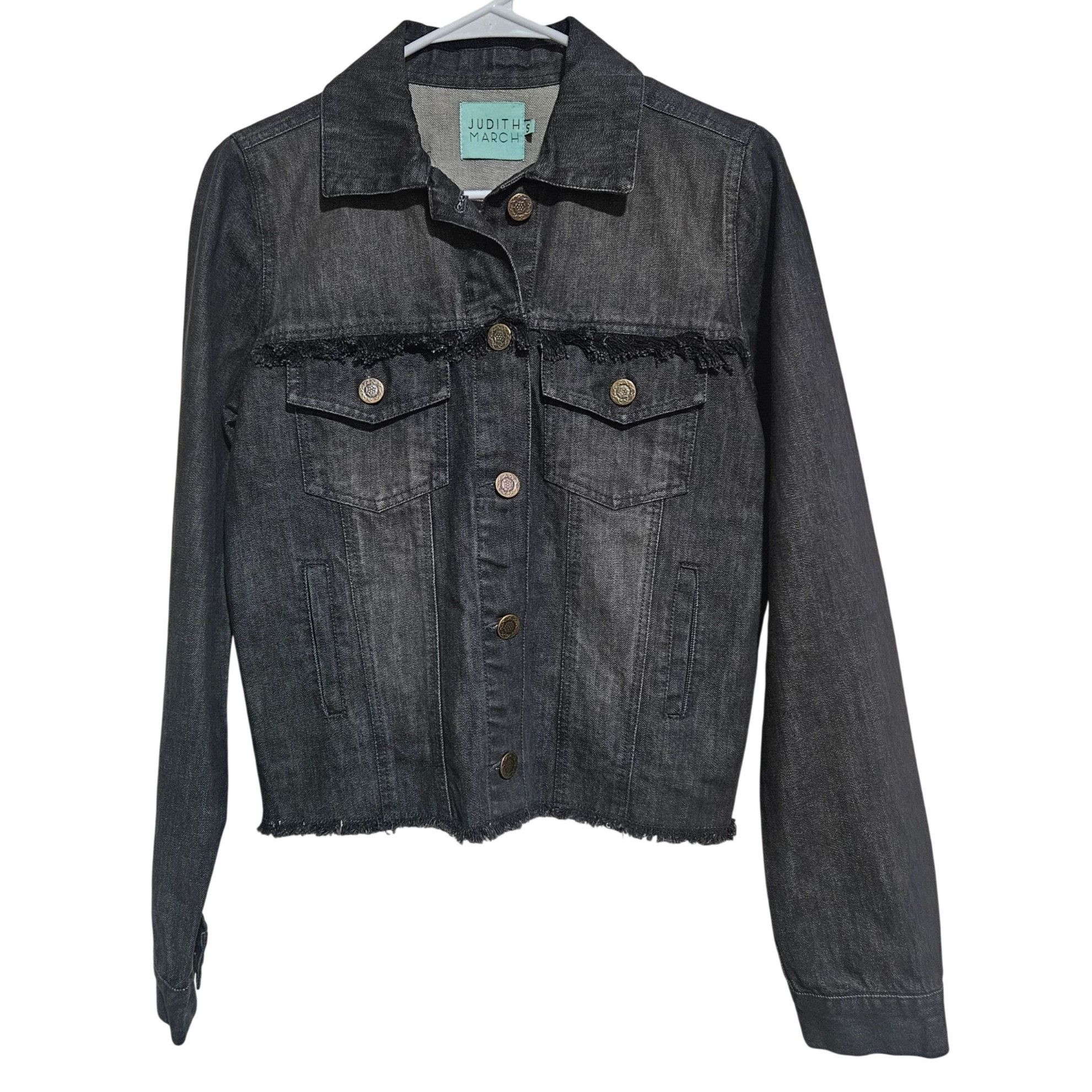 Other EUC Judith March Women Denim Jacket S Frayed Hem Boho Multic Size S / US 4 / IT 40 - 2 Thumbnail