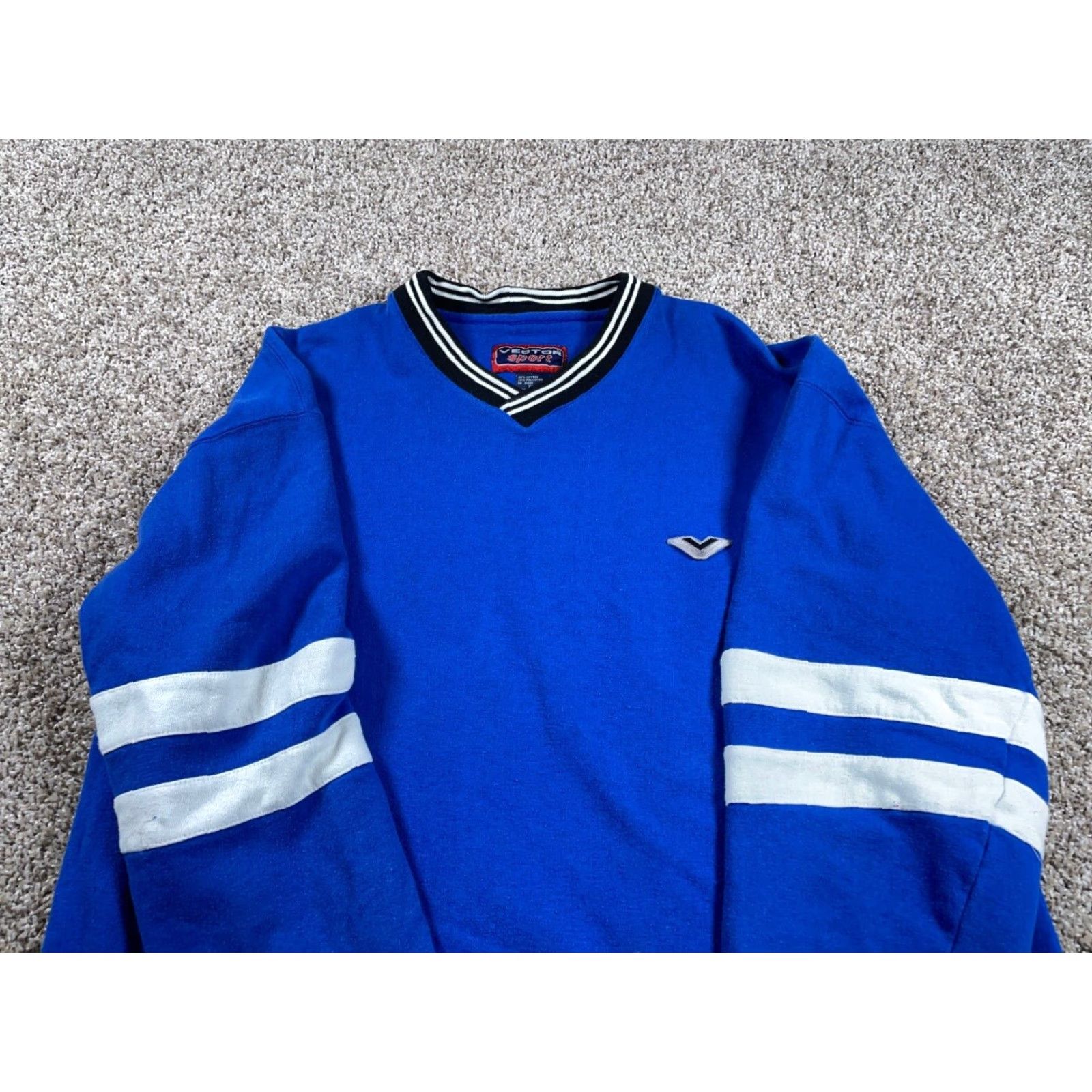 Vintage VINTAGE 90s PREPPY Striped Sleeve V-Neck Sweatshirt Adult XL Blue Lightweight Shirt Mens Size US XL / EU 56 / 4 - 4 Thumbnail