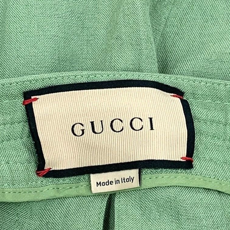 Gucci Gucci Light green belt buckle linen casual pleated half-le Size 24" / US 00 / IT 34 - 5 Thumbnail