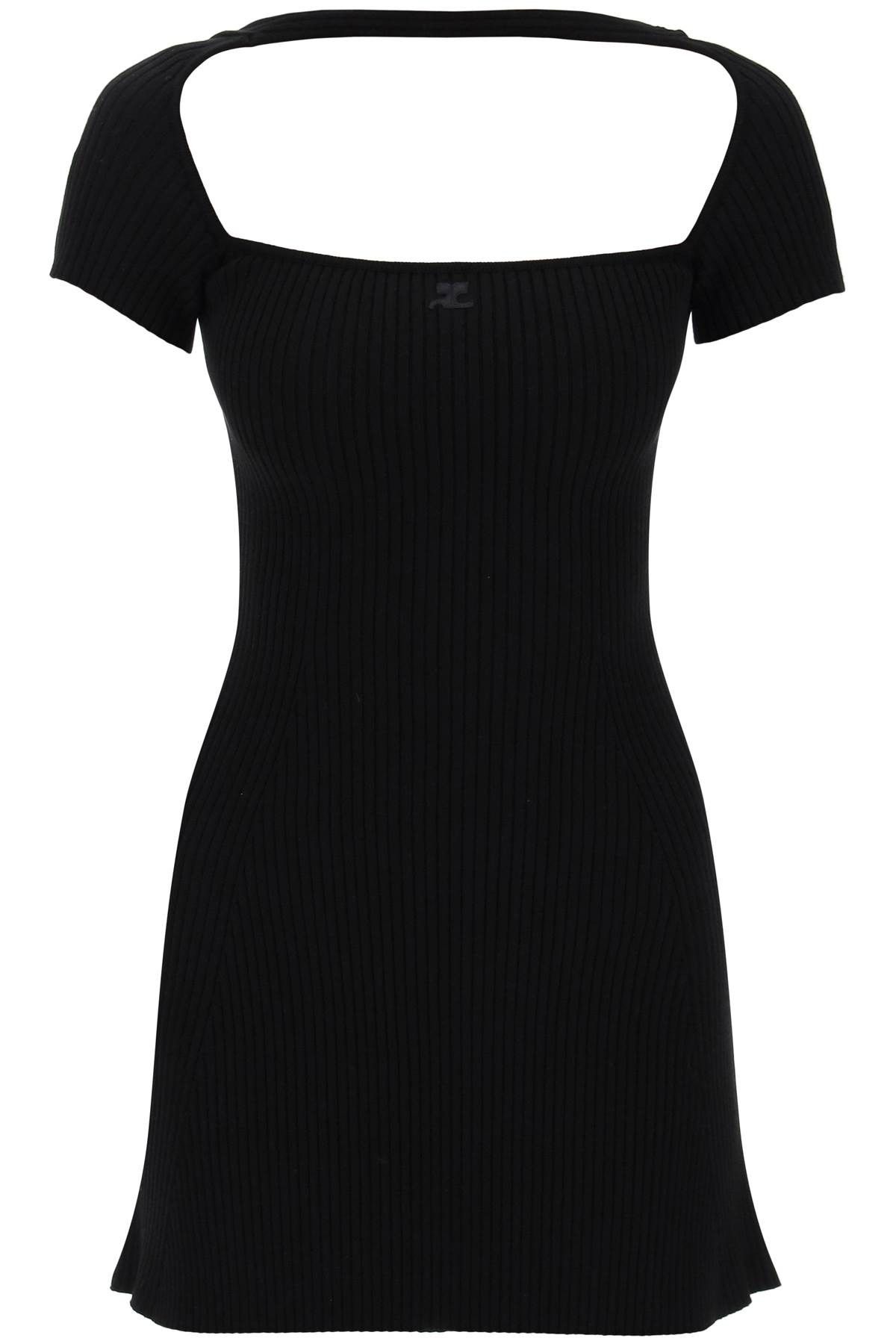 image of Courreges "hyperbole Mini Ribbed Jersey Dress With in Nero, Women's (Size Large)