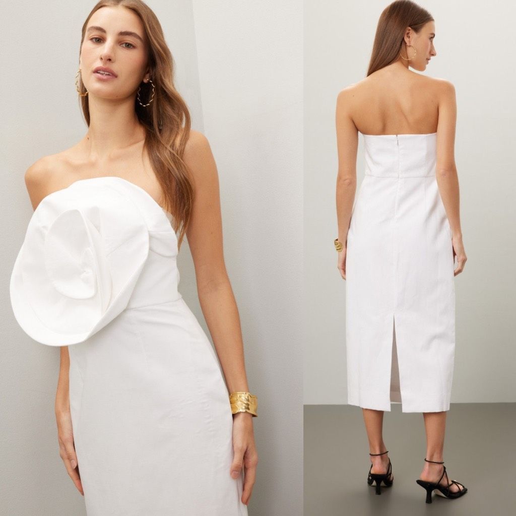 Mara Hoffman Mara Hoffman Maia Ivory White Hemp Strapless Midi Cocktail D Size M / US 6-8 / IT 42-44 - 10 Thumbnail