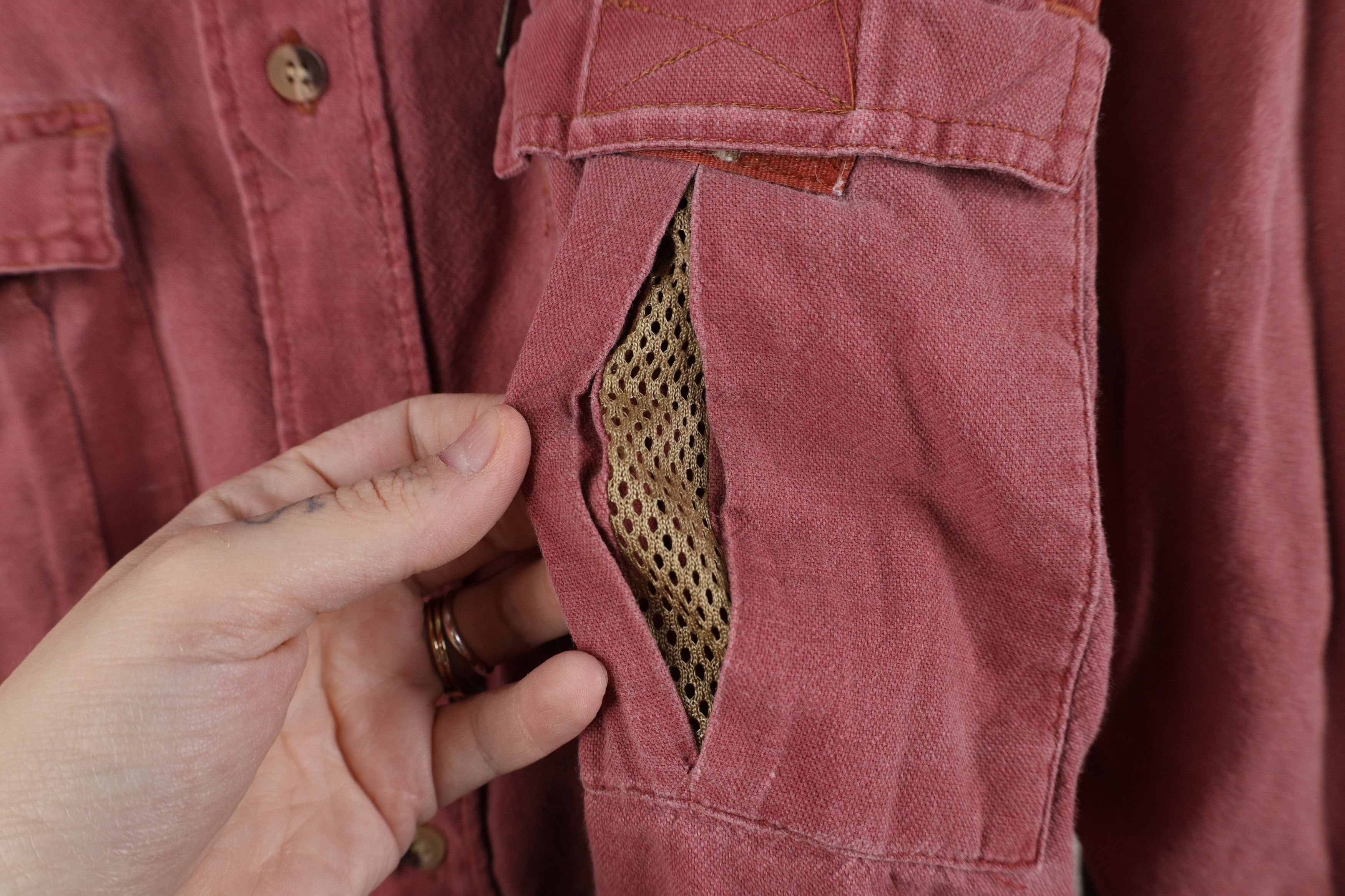 Vintage Vintage 90s Streetwear Baggy Double Pocket Button Shirt Red Size US XXL / EU 58 / 5 - 8 Thumbnail