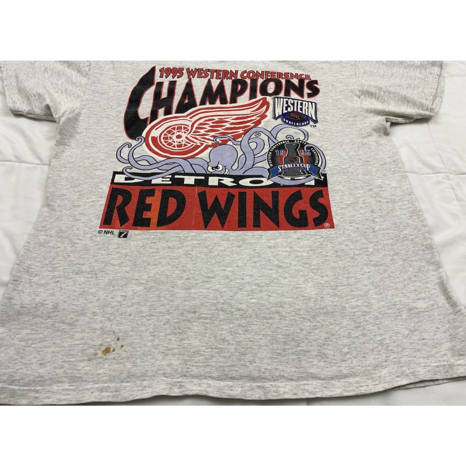 Delta VINTAGE Detroit Red Wings T-Shirt NHL 90s Logo Crew Neck Short Sleeve Gray 1990s Men Large MLB Sports USA Size US L / EU 52-54 / 3 - 3 Thumbnail