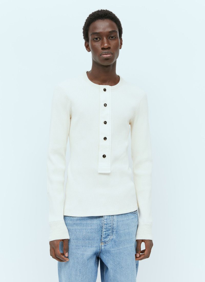 Bottega Veneta o1bcso1str0526 Compact Cotton Rib Jersey Sweater in White Size US XL / EU 56 / 4 - 1 Thumbnail