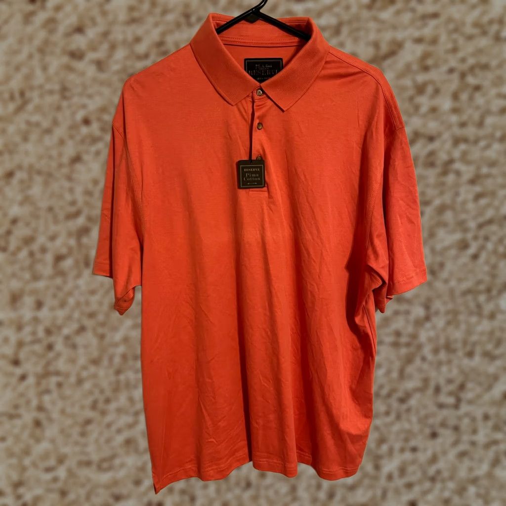 Jos. A. Bank Jos. A Bank Polo Shirt Men's XLarge Orange Casual Pima Cotton Short Sleeve Size US XL / EU 56 / 4 - 1 Thumbnail