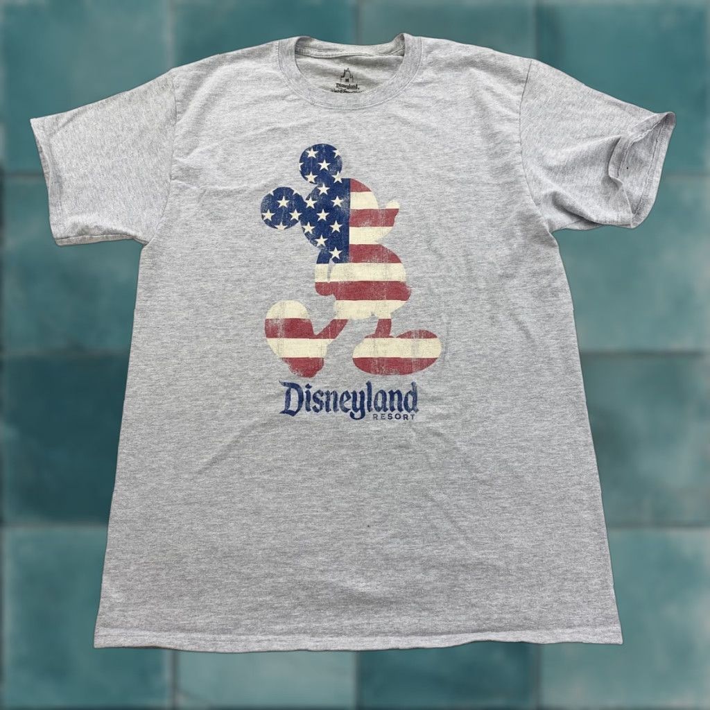 Disney Disneyland Mickey Mouse Shirt Men Medium Gray American Flag Size US M / EU 48-50 / 2 - 1 Thumbnail