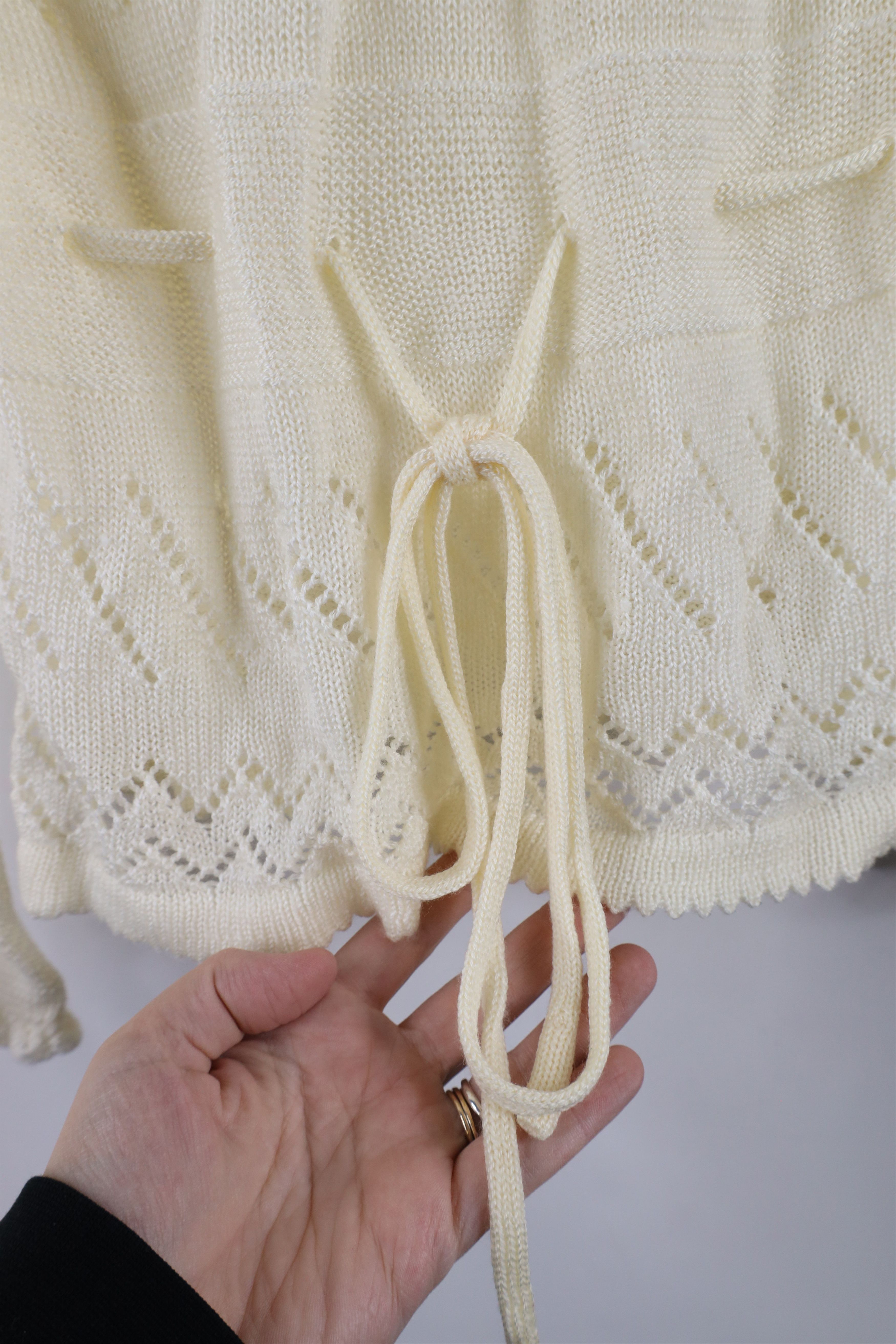Vintage Vintage 60s 70s Boho Chic Frilled Flared Sleeve Knit Sweater Size L / US 10 / IT 46 - 4 Thumbnail