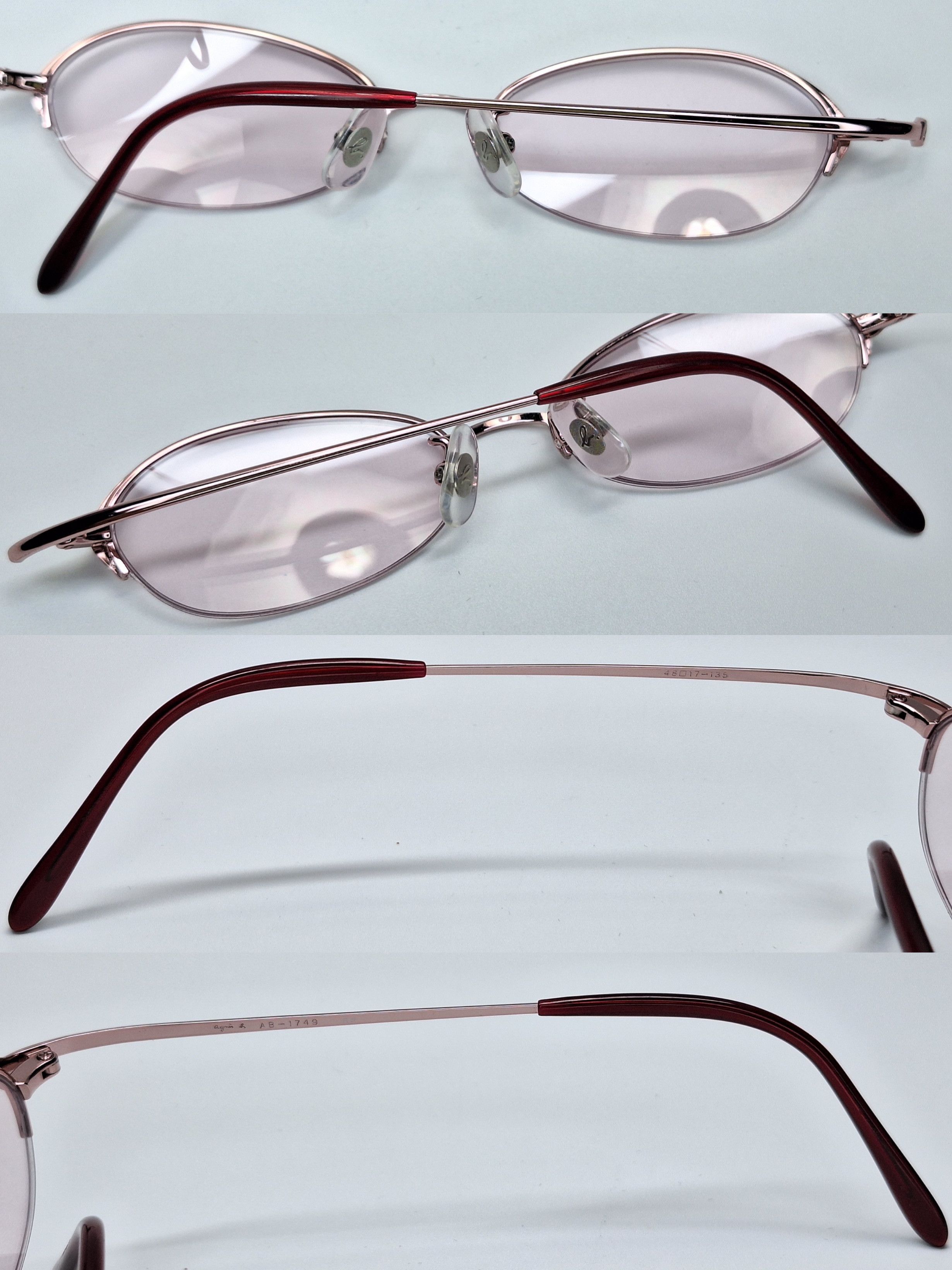 agnes b. Agnes b. AB-1749 Rose Pink Slim Metal Eyeglasses Geek-Chic Size ONE SIZE - 5 Thumbnail