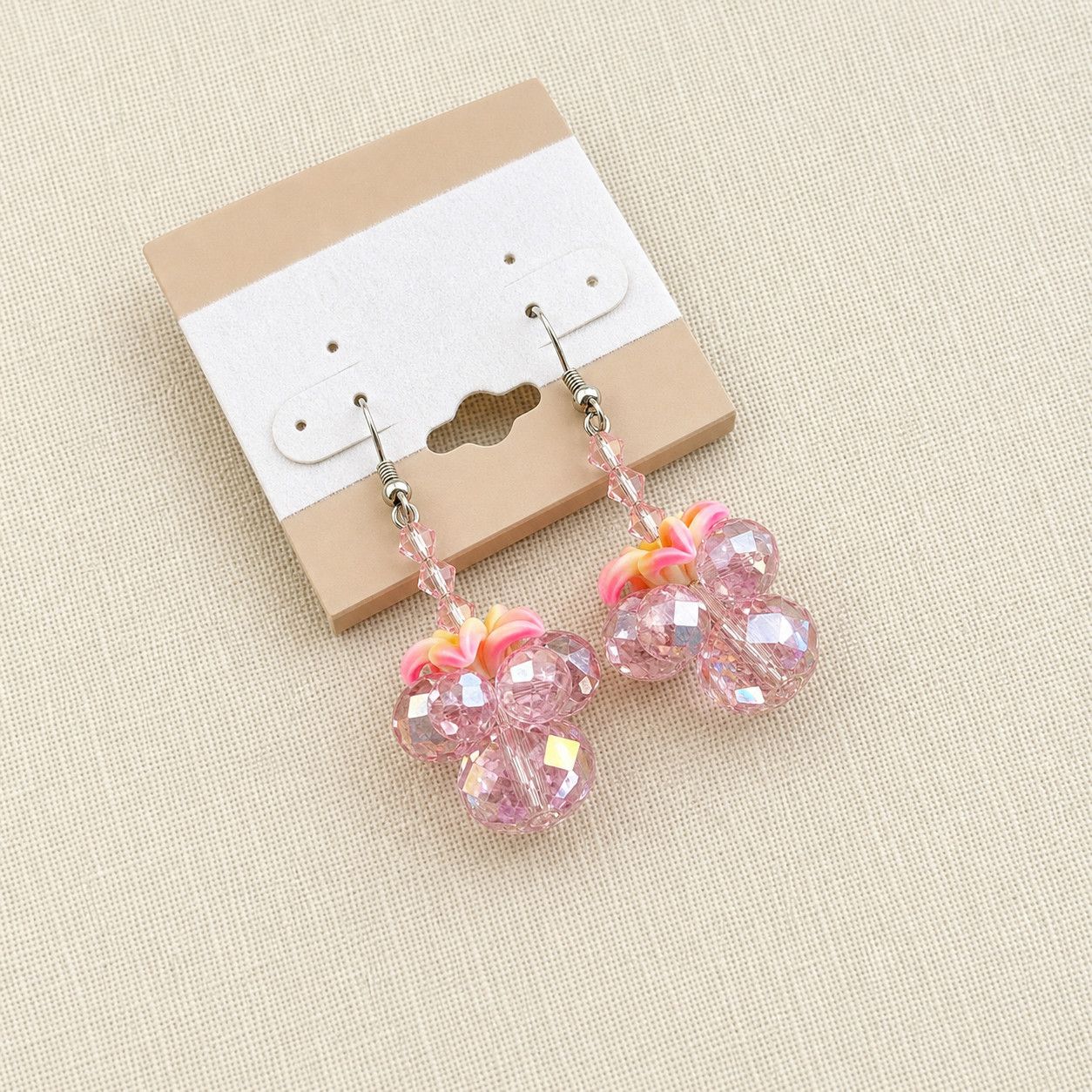 Other Pink Beaded Flower Drop Earrings Size ONE SIZE - 2 Thumbnail