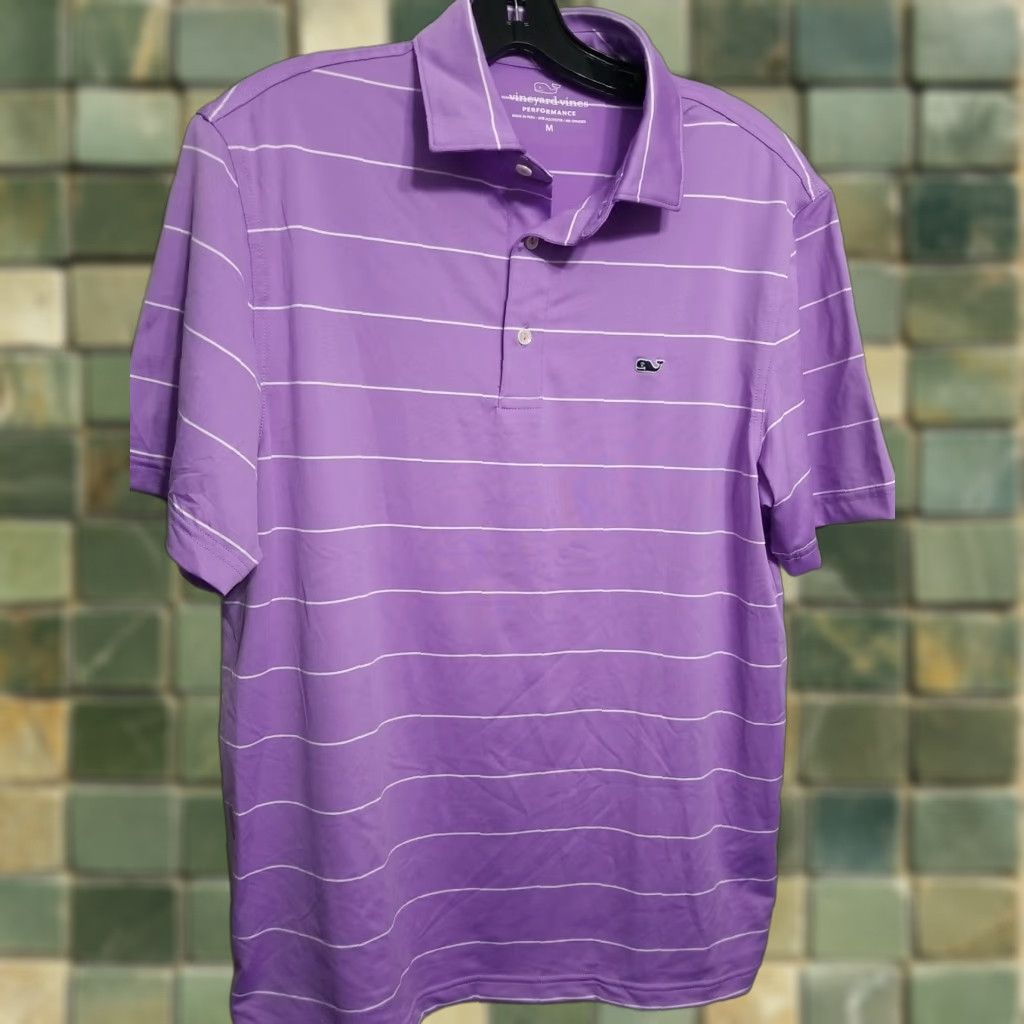 Vineyard Vines Vineyard Vines Performance Polo medium golf shirt dry fit Striped Blue Multicolor Button Collar Short Sleeve Men Regular XS? No size given as M Size US M / EU 48-50 / 2 - 1 Thumbnail