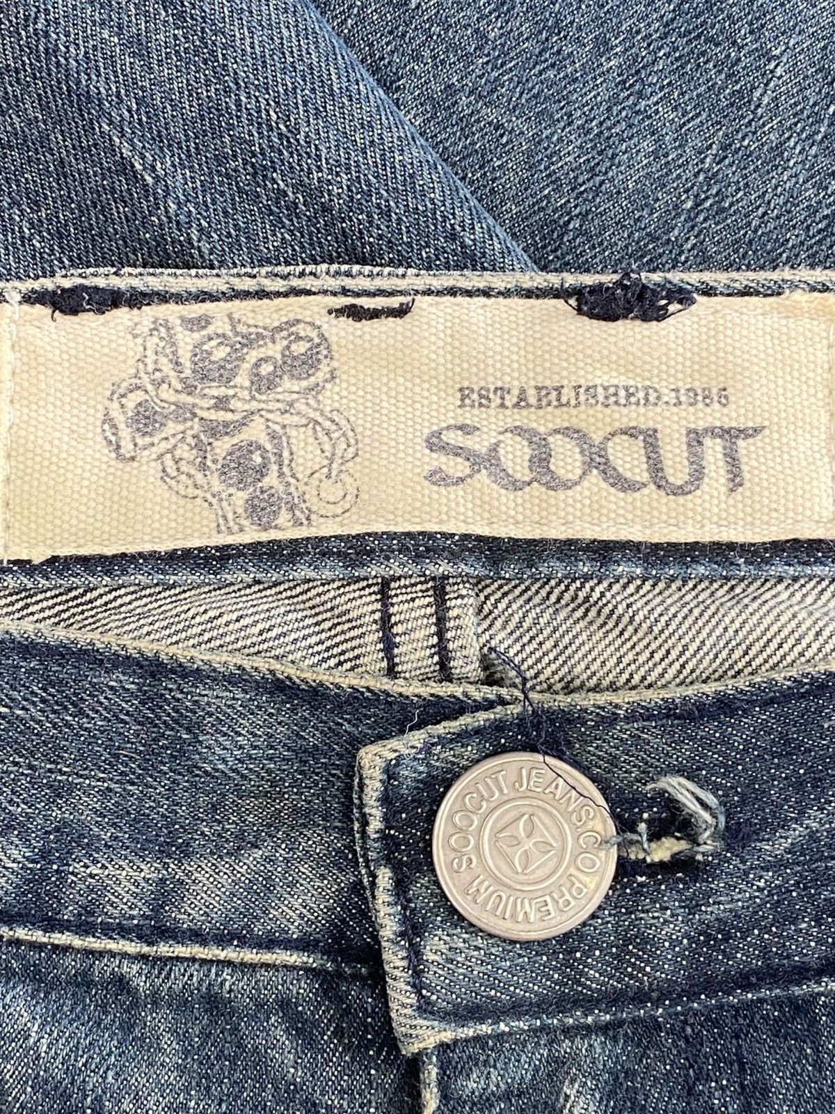 Japanese Brand Soocut Blue Wash Distressed Style Straight Leg Jeans Size US 35 - 10 Thumbnail
