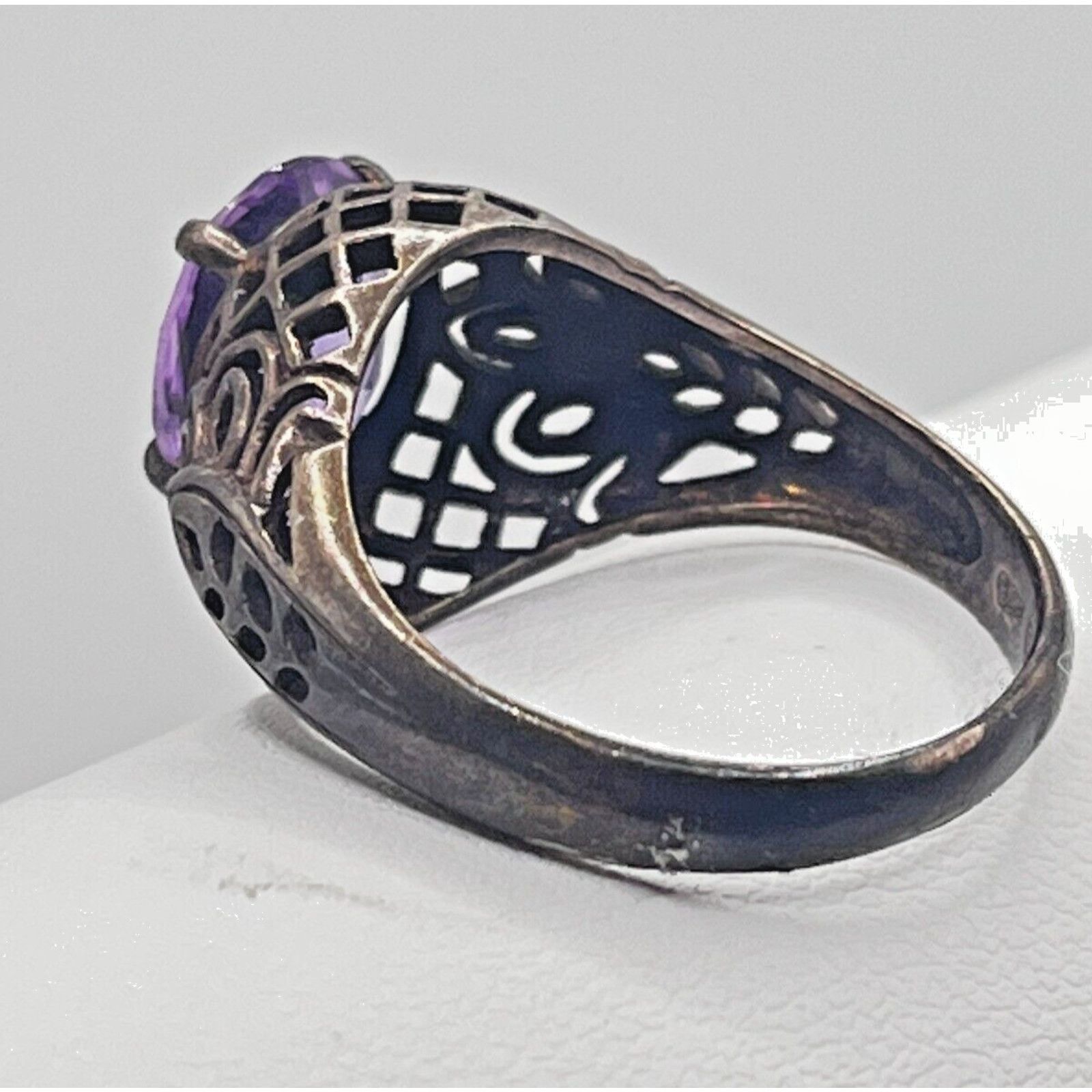 Other 1CT Natural Amethyst 925 Silver Victorian Style Ring Sz 8 Size ONE SIZE - 3 Thumbnail
