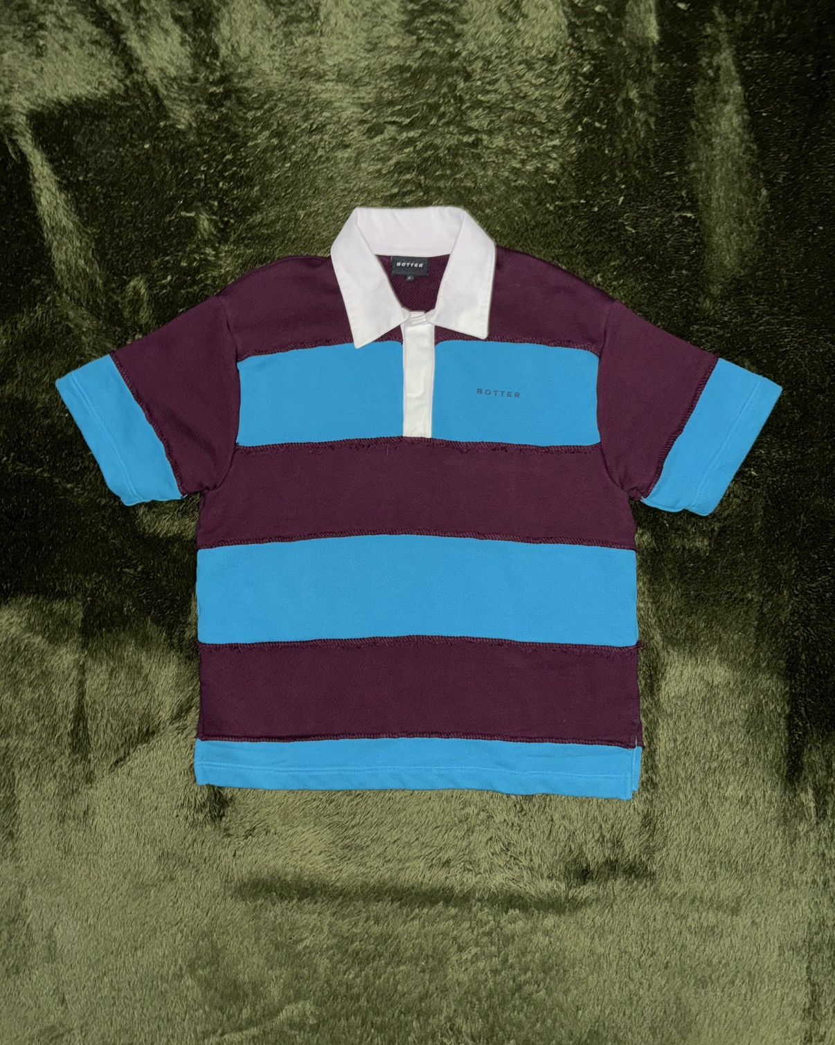 [S] BOTTER Loose-Fit Stripe Panel Sweat Polo Shirt