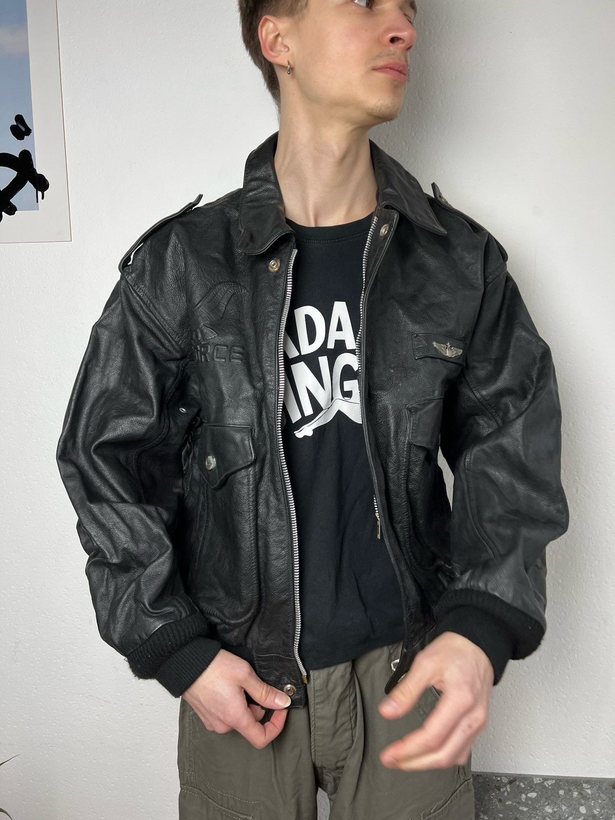 Vintage Vintage aviation A2 Leather Jacket moto schott nyc style Size US M / EU 48-50 / 2 - 8 Thumbnail
