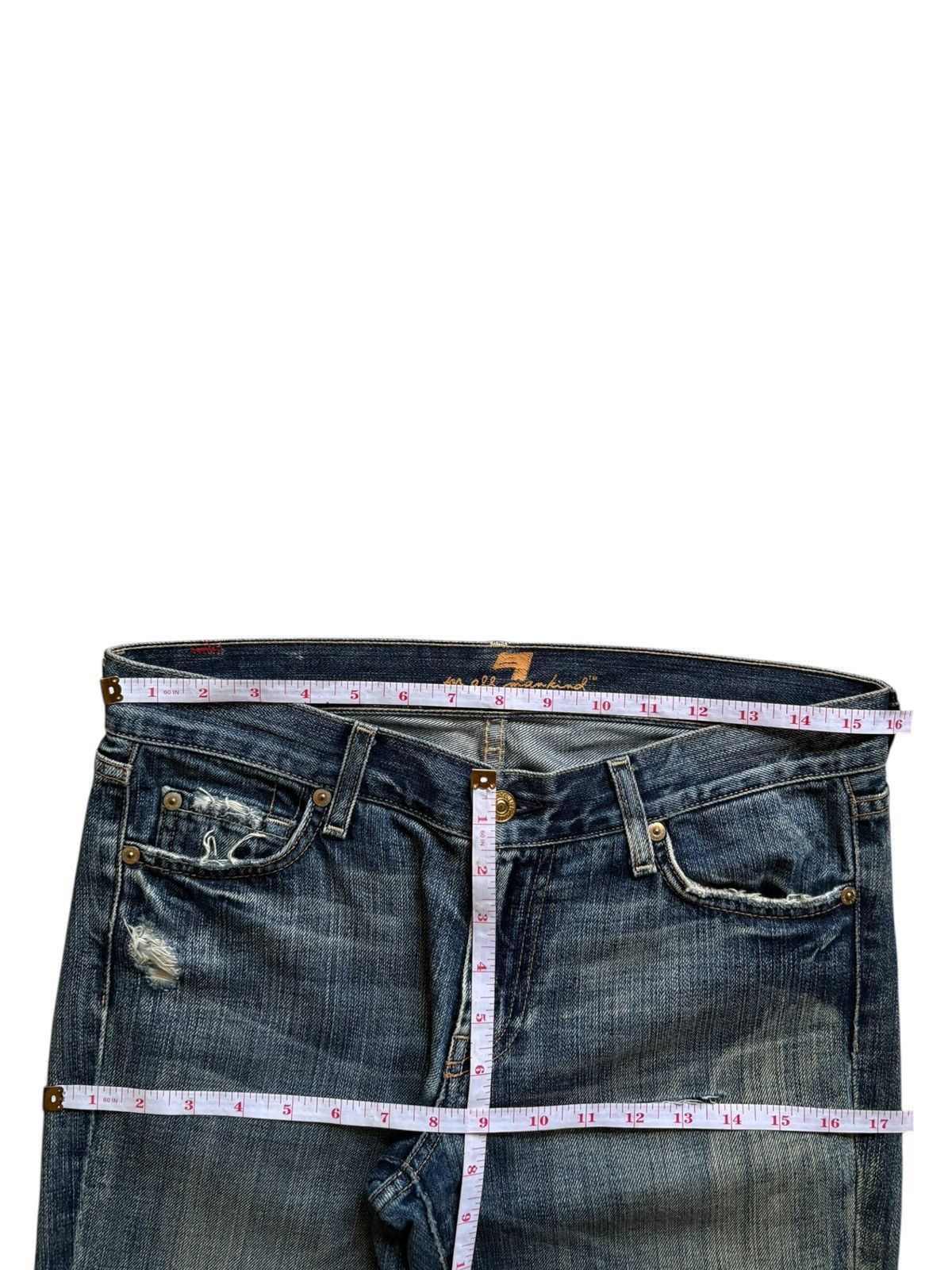 7 For All Mankind Vintage 7 For All Mankind Mud Wash Distressed Flare Jeans Size 32" / US 10 / IT 46 - 12 Thumbnail