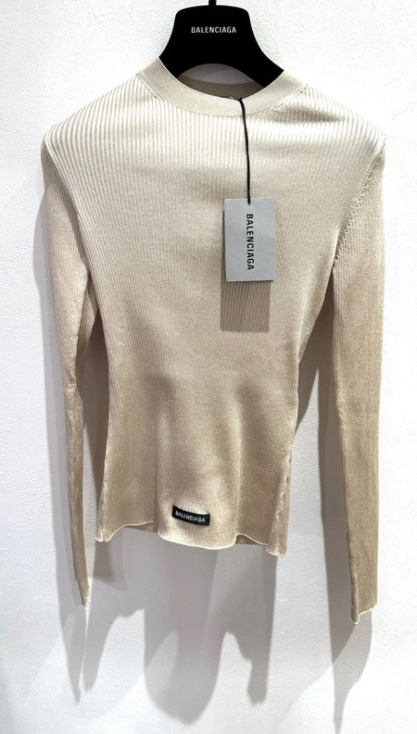 Balenciaga Balenciaga Ribbed Beige Sweater Size M / US 6-8 / IT 42-44 - 4 Thumbnail