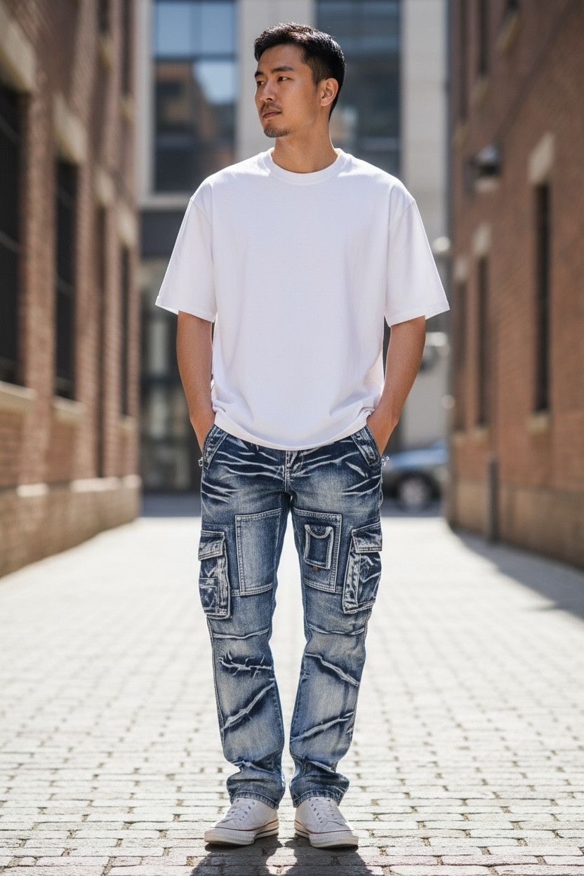 Other FYE💥JEANSIAN Barbed Wire Clawmark Vogue Punk Cargo Denim💥 Size US 30 / EU 46 - 1 Thumbnail