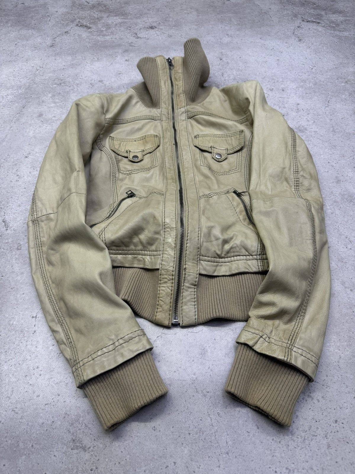 Hedi Slimane Vintage 00s Soft Real Leather Big Neck Bomber Jacket Size US M / EU 48-50 / 2 - 3 Thumbnail