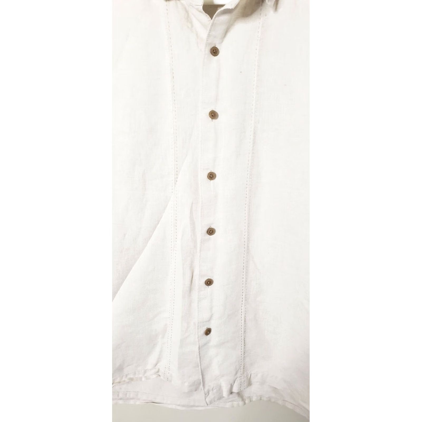 Madison Madison Clothing Co. Shirt XL Beige Linen-Cotton Short Sleeve Button Down Mens Regular Collar Size US XL / EU 56 / 4 - 5 Thumbnail