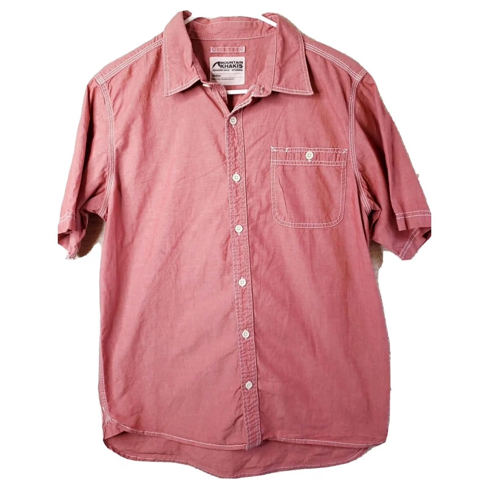 Mountain Khakis Mountain Khakis Shirt Short Sleeve Button-Up Red 100% Cotton Mens M Regular Size US M / EU 48-50 / 2 - 2 Thumbnail