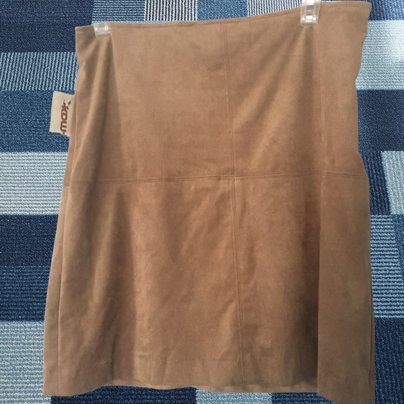 Vintage VINTAGE? No. NWT Women's Artisan NY Tan Brown Faux Suede Knee Length Skirt Size 4 Boho Trendy Size 27" / US 4 / IT 40 - 1 Thumbnail