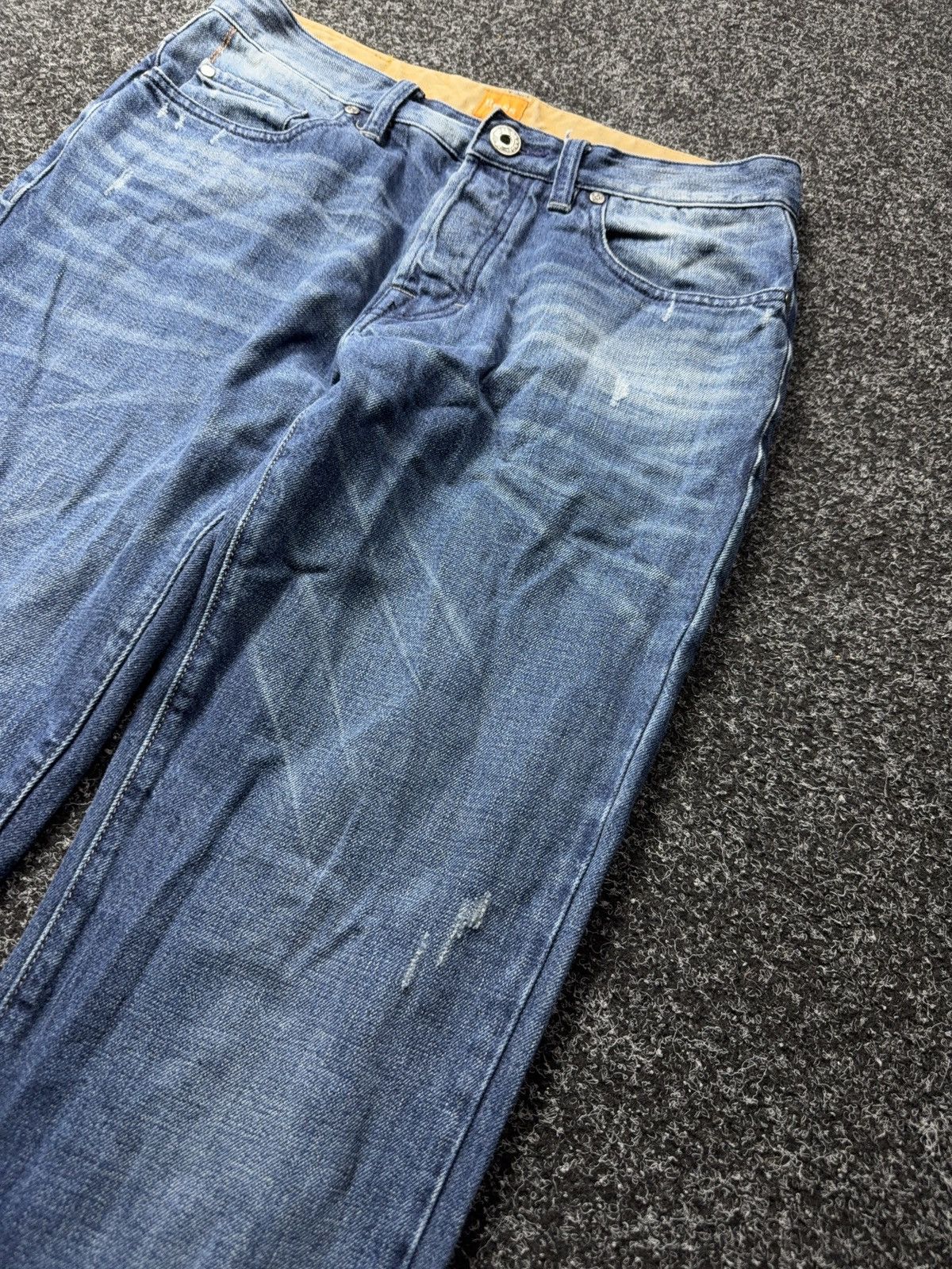 Hugo Boss Luxury Y2K Distressed Vintage Hugo Boss Orange Jeans Blue Size US 31 - 6 Thumbnail