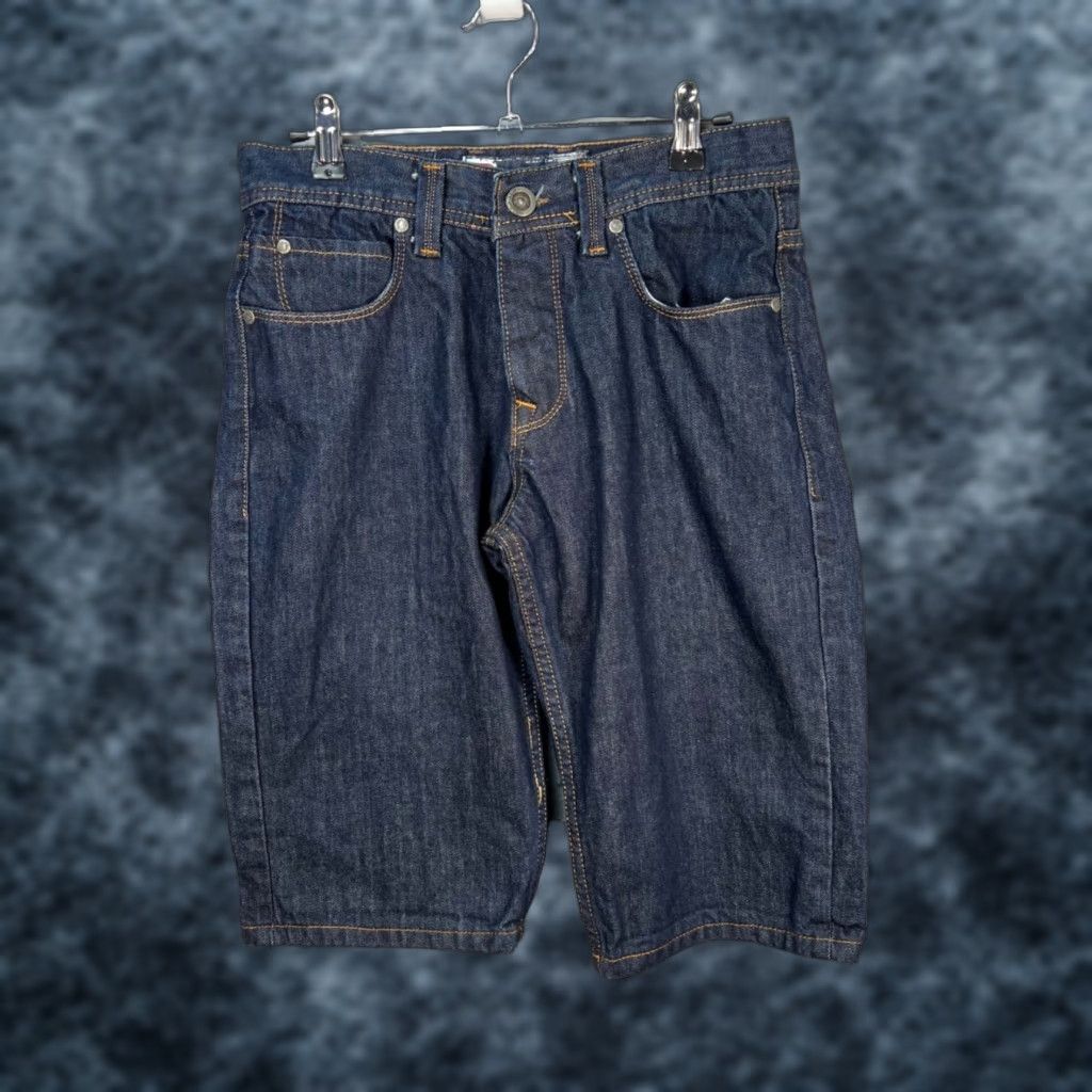Denime DRAM Jeans Bermuda Denim Shorts 31 Mens 100% Cotton Baggy Blue Pocket 5-Pocket Inseam 12in Mid Rise Summer Vintage Mens Size US 31 - 1 Thumbnail