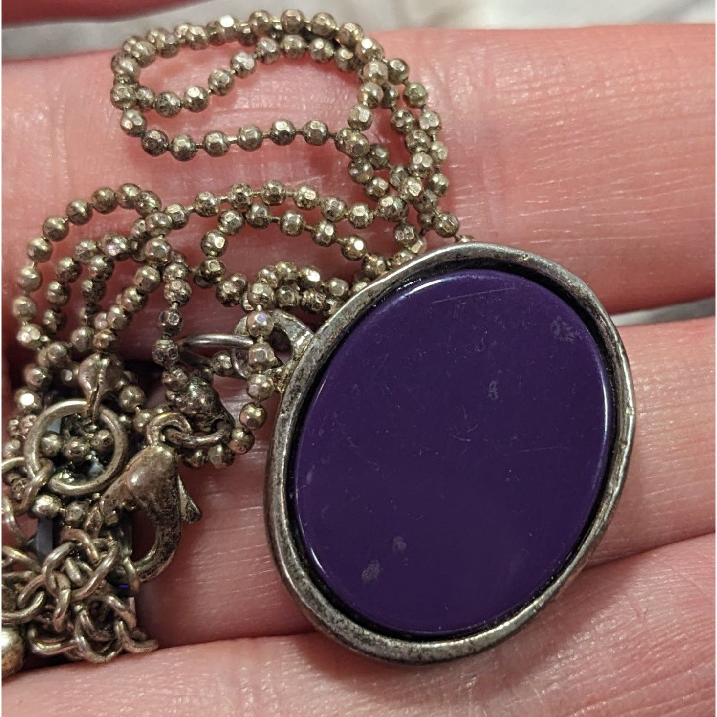 Other Metallic Purple Silver And Gold Tone Tiger Face Pendant Neck Size ONE SIZE - 8 Thumbnail