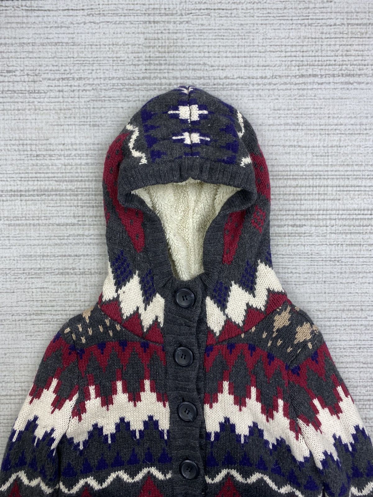 Japanese Brand Vintage Leshop Navajo Style Fullbutton Knit Hoodie Size US S / EU 44-46 / 1 - 5 Thumbnail