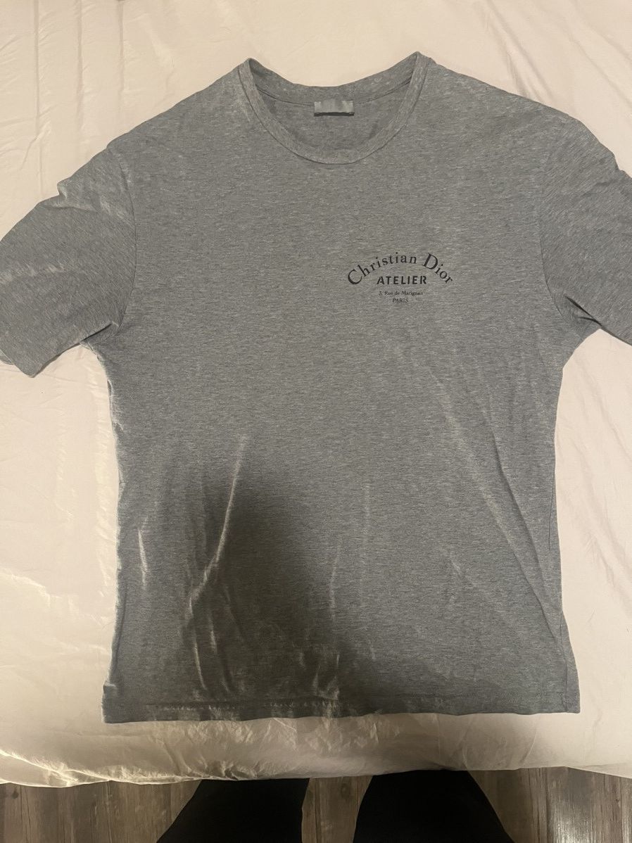 image of Christian Dior Logo Tshirt in Grey, Men's (Size Medium)