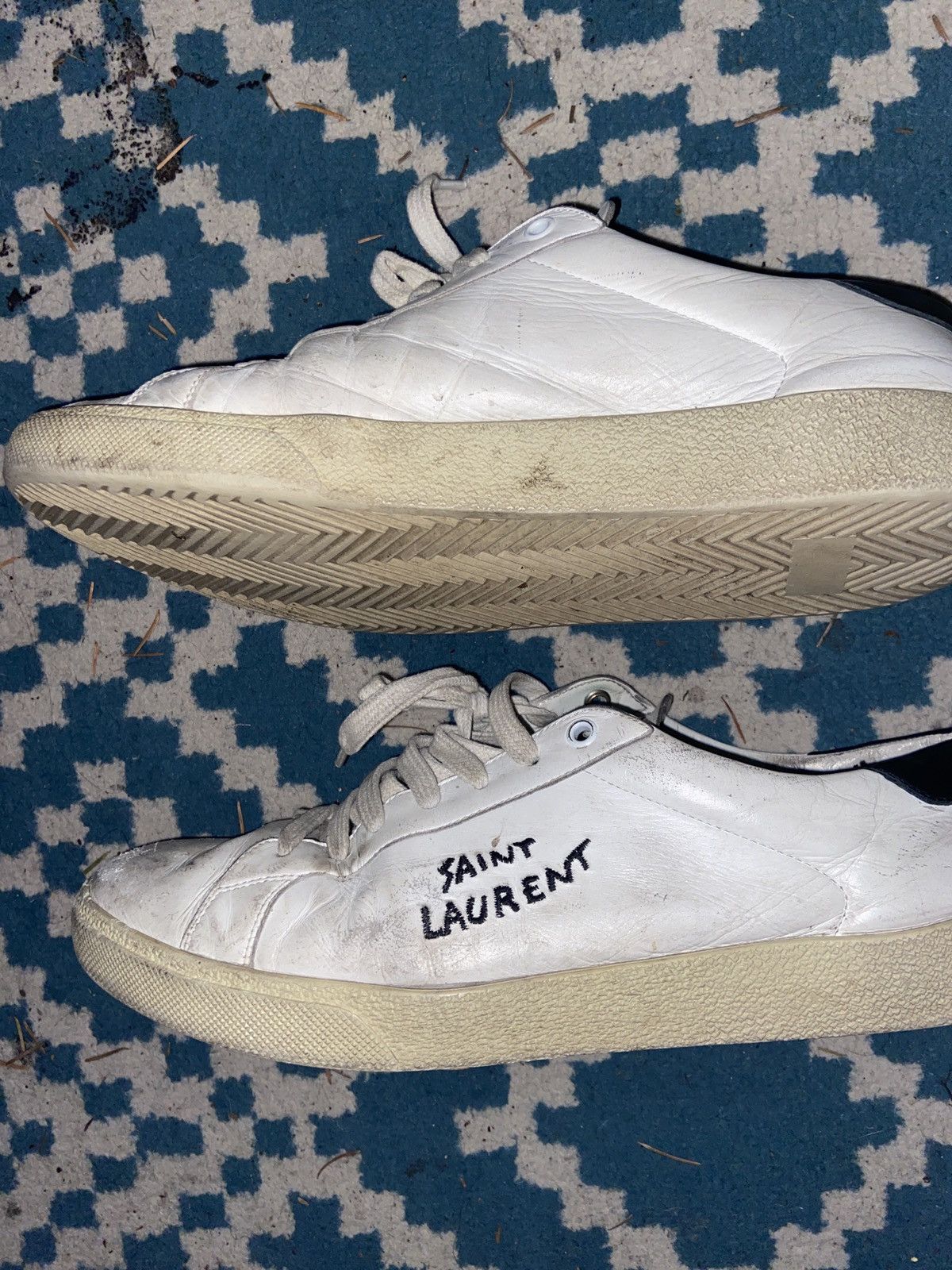 image of Saint Laurent Paris Saint Laurent Andy Logo-Print Leather Sneakers in White, Men's (Size 10)