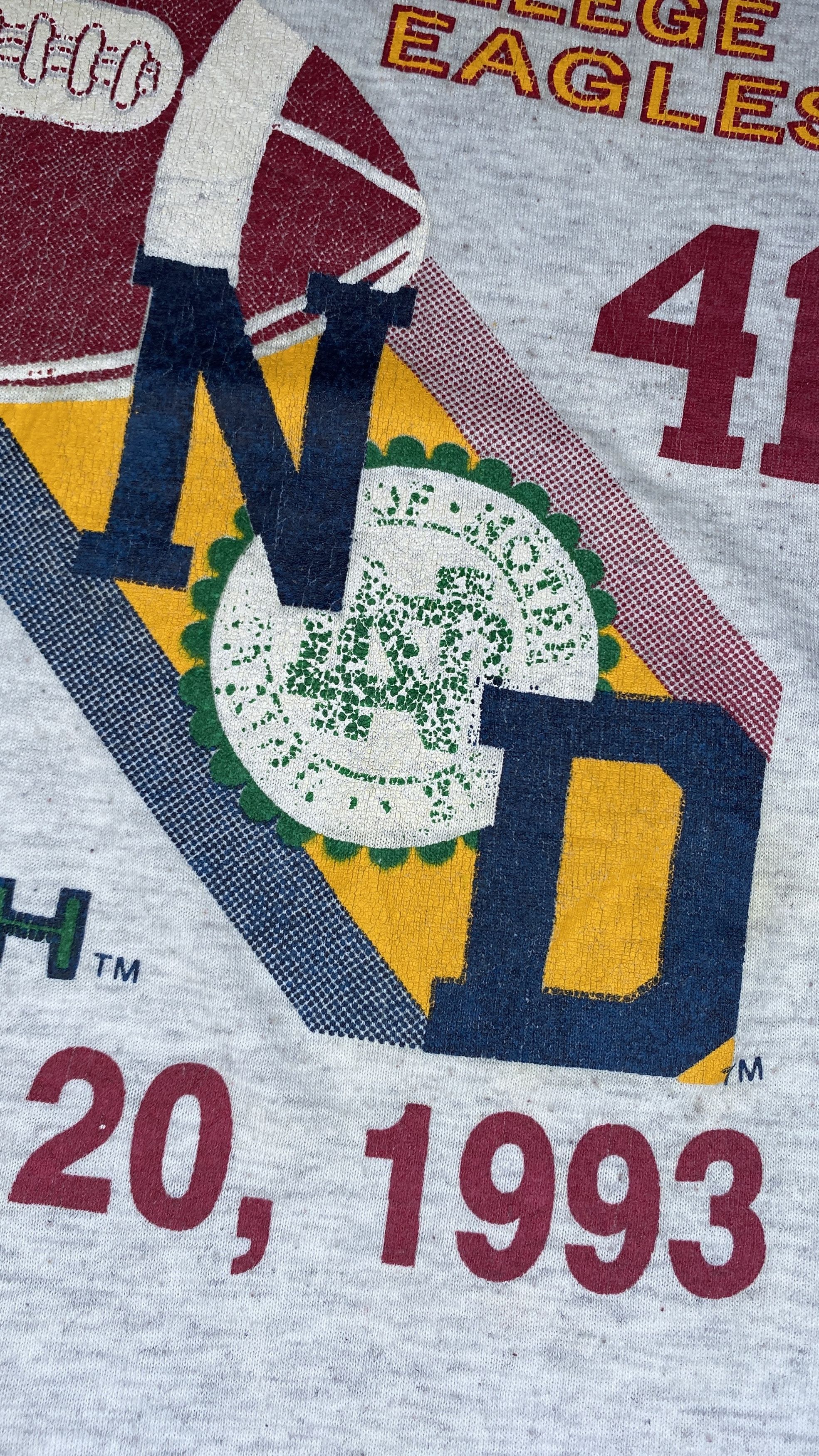NCAA Vintage 1993 Boston College vs Notre Dame Game Day Tee Size US L / EU 52-54 / 3 - 2 Thumbnail