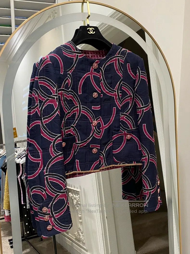 Chanel 23-year-old dark blue graffiti logo jacket