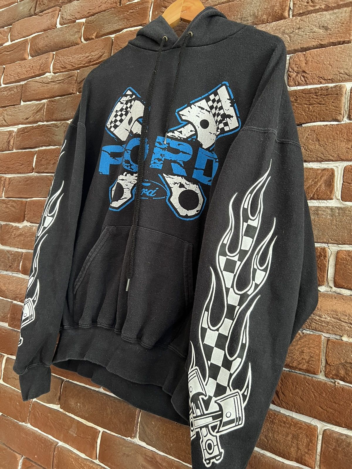 Ford Vintage Ford Racing Black and Blue Flames Fire Car Hoodie L Size US L / EU 52-54 / 3 - 3 Thumbnail