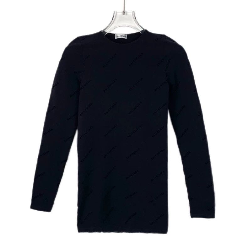 Balenciaga Balenciaga Black logo full print knit sweater Size US S / EU 44-46 / 1 - 1 Thumbnail