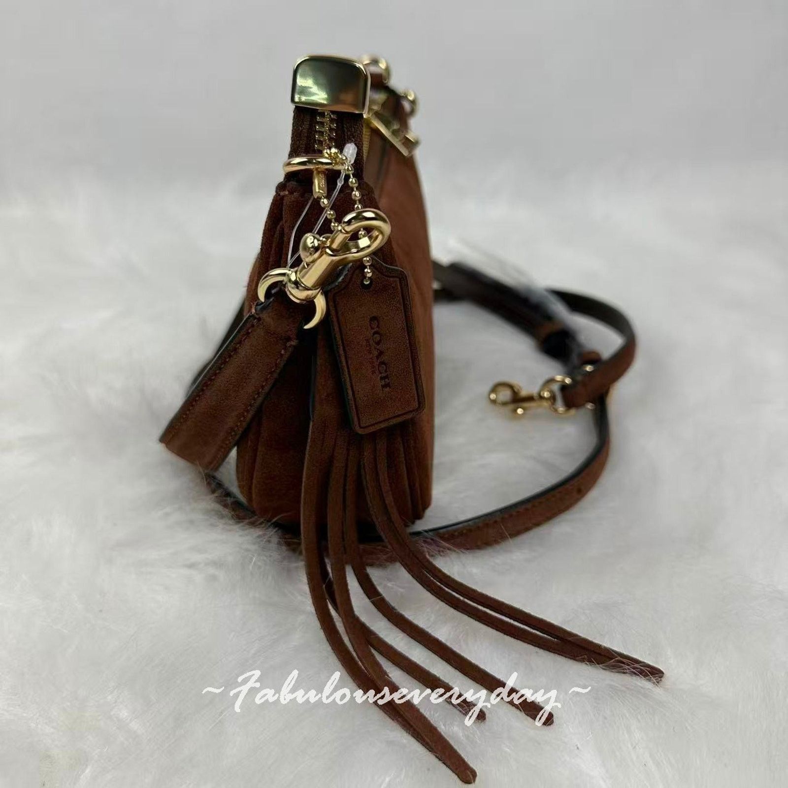 Coach Coach Teri Mini Crossbody/Shoulder Suede/Gold/Vintage Brown Size ONE SIZE - 5 Thumbnail